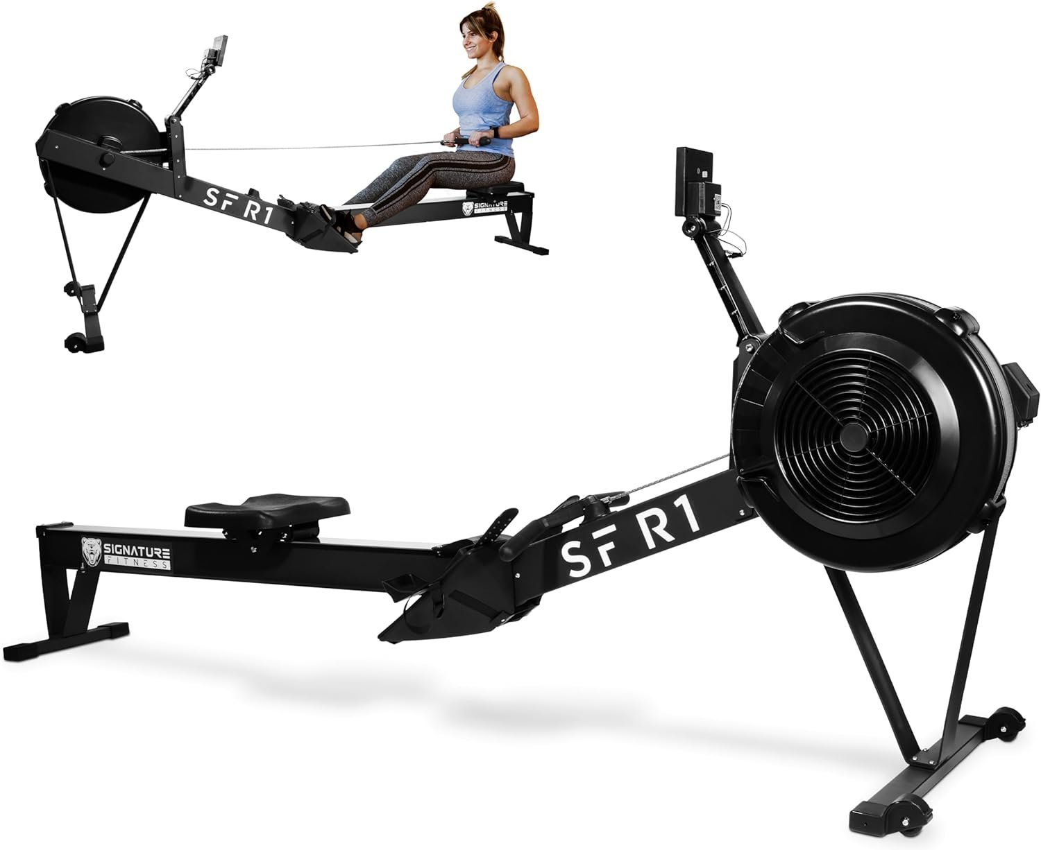 Rowing Machine for Home, Indoor Exercise Equipment, Wind Resistance Rowing Machine with LCD Display, Adjustable Air Resistance, Comfortable Seat Cushion, Easy Storage - Image 2