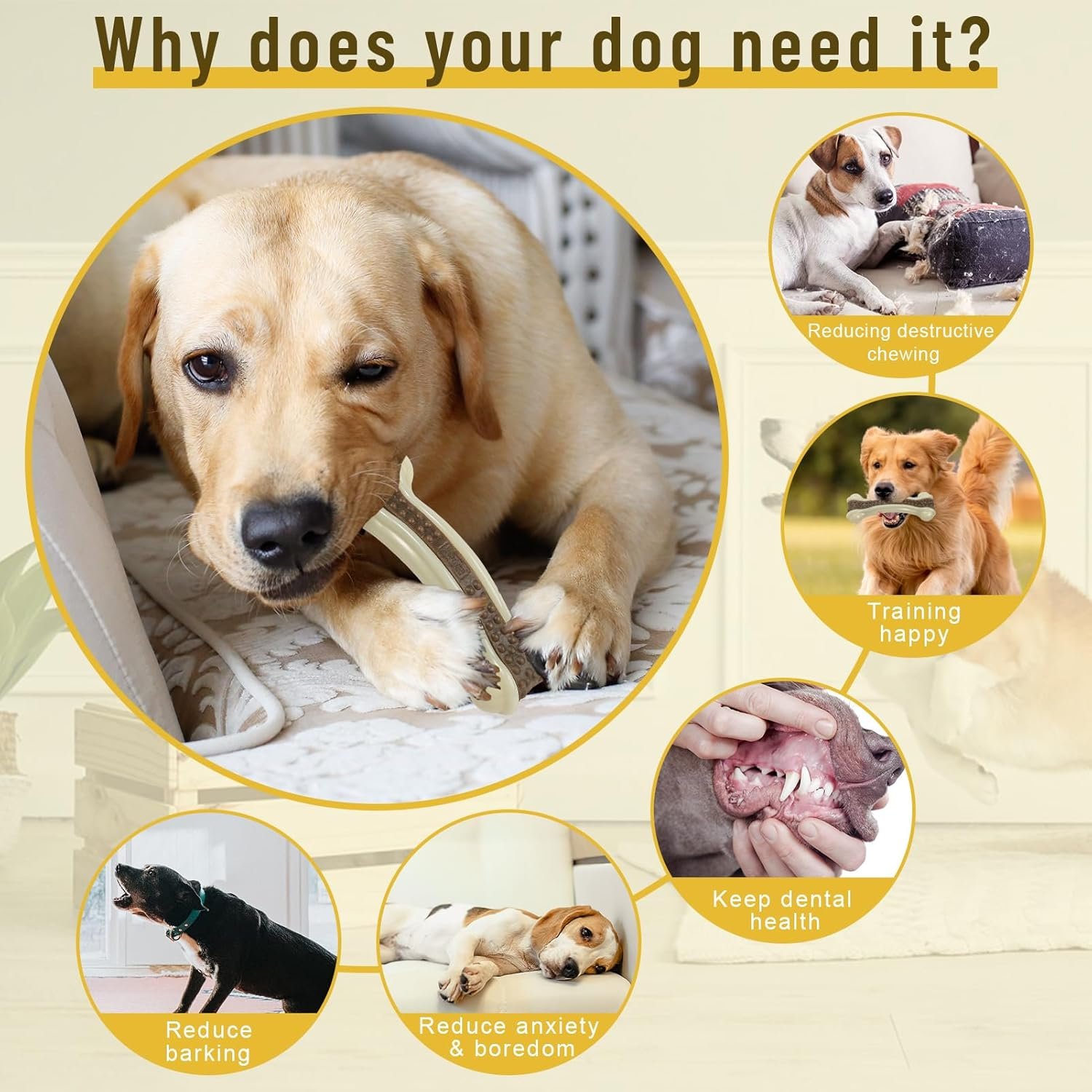 Dog Bones Chew Toys for Aggressive Chewers, Long Lasting and Indestructible Puppy Teething Toy, Beef Flavor Durable Nylon Toys for Small Medium Large Breeds (S+L 2 Pcs) - Image 3