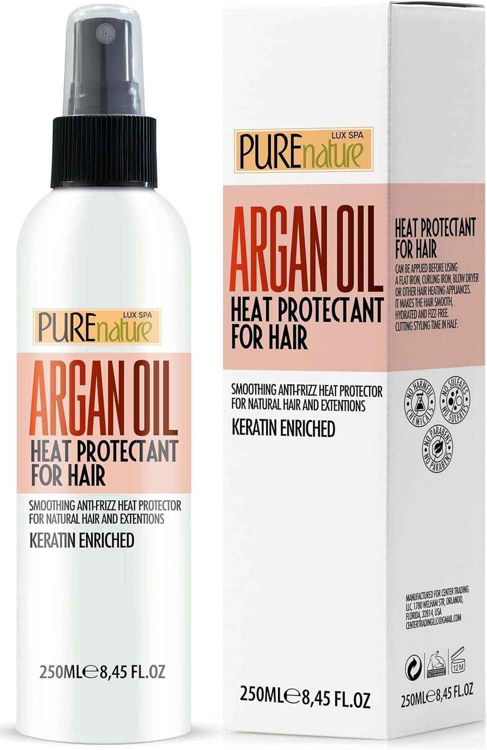Moroccan Argan Oil Heat Protectant Spray for Hair - Leave In Thermal Guard against Flat Iron, Straightener and Blow Dry Damage - Hydrating Anti Frizz Control for Straight, Black and Curly Locks - Image 2