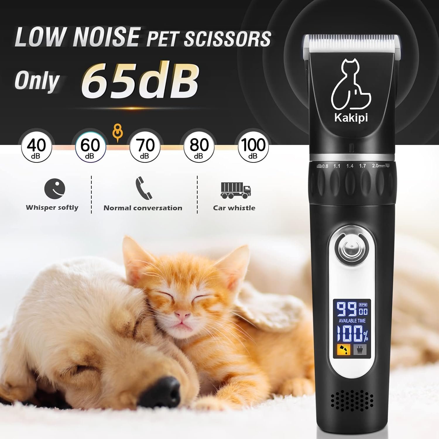 Dog Grooming Kit with LCD Display, Low Noise Dog Clippers for Grooming, Heavy Duty Dog Trimmer, Dog Grooming Supplies with Scissor, Shaver for Dogs Cats Pets, Electric Quiet Cordless - Image 4