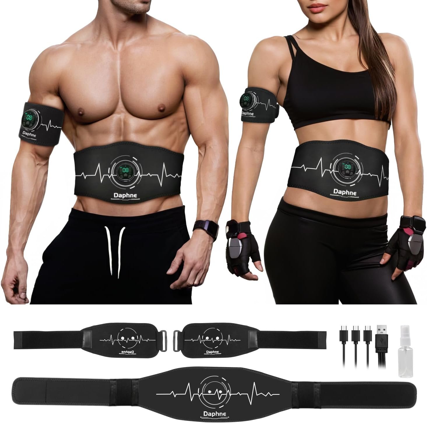 Daphne ABS Stimulator, Ab Stimulator Muscle Toner, Effective Muscle Stimulator for Abdomen, Arms, Legs, Home Office Abdominal Toning Belt, Fitness Workout Equipment for Men,Women White - Image 2