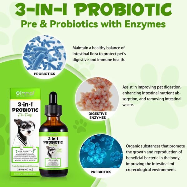 3-in-1 Probiotics for Dogs, Cat Probiotic, Probiotics for Digestive Health Support, Dog Digestive Enzymes & Pure Prebiotic, Supplement for Gut Health & Beneficial Bacteria, Puppy Probiotic - Image 4