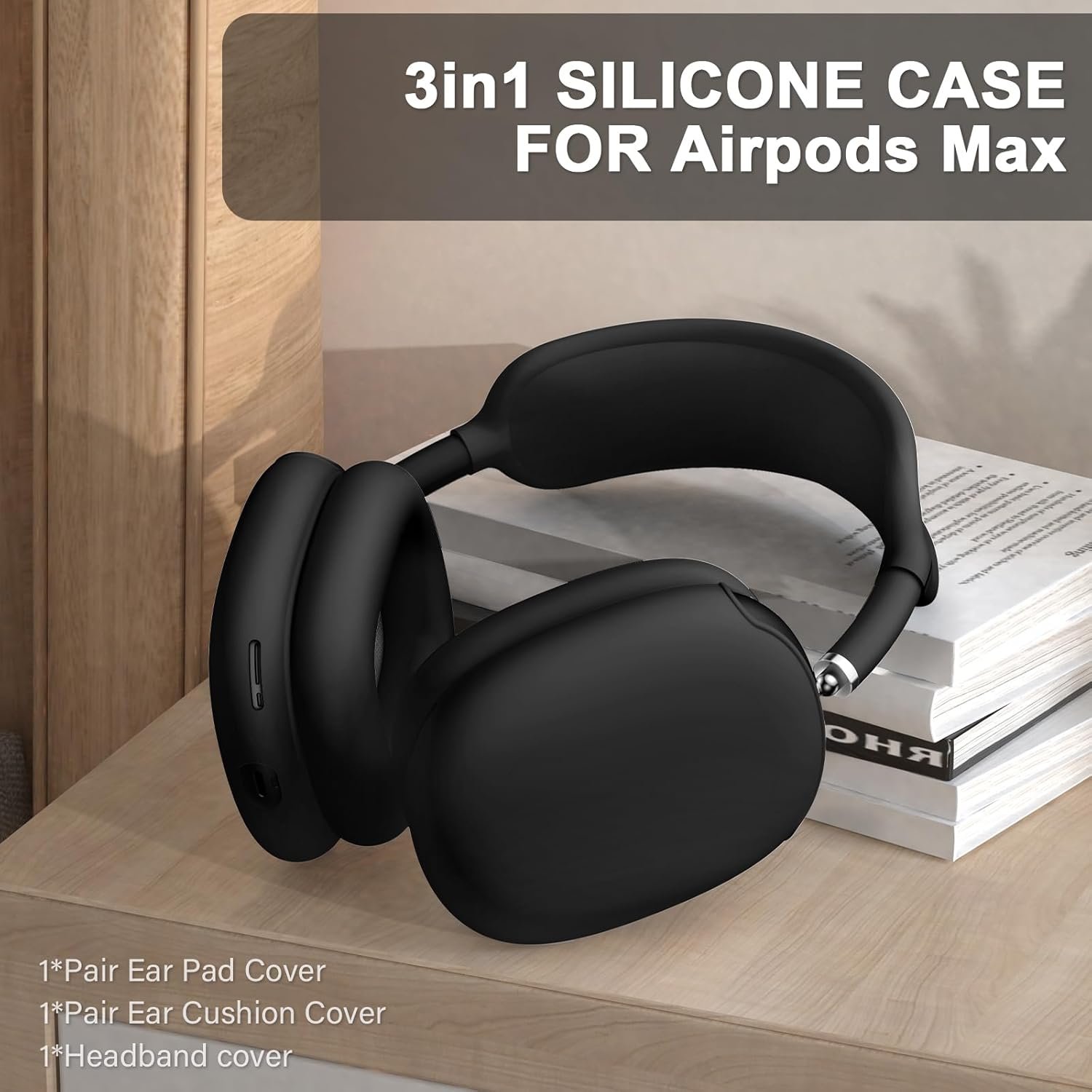 Silicone Case Cover for AirPods Max Case, Anti-Scratch Ear Pad Case Cover/Ear Cups Cover/Headband Cover for AirPods Max,Accessories Soft Silicone Protector for Apple AirPods Max (Black) - Image 8