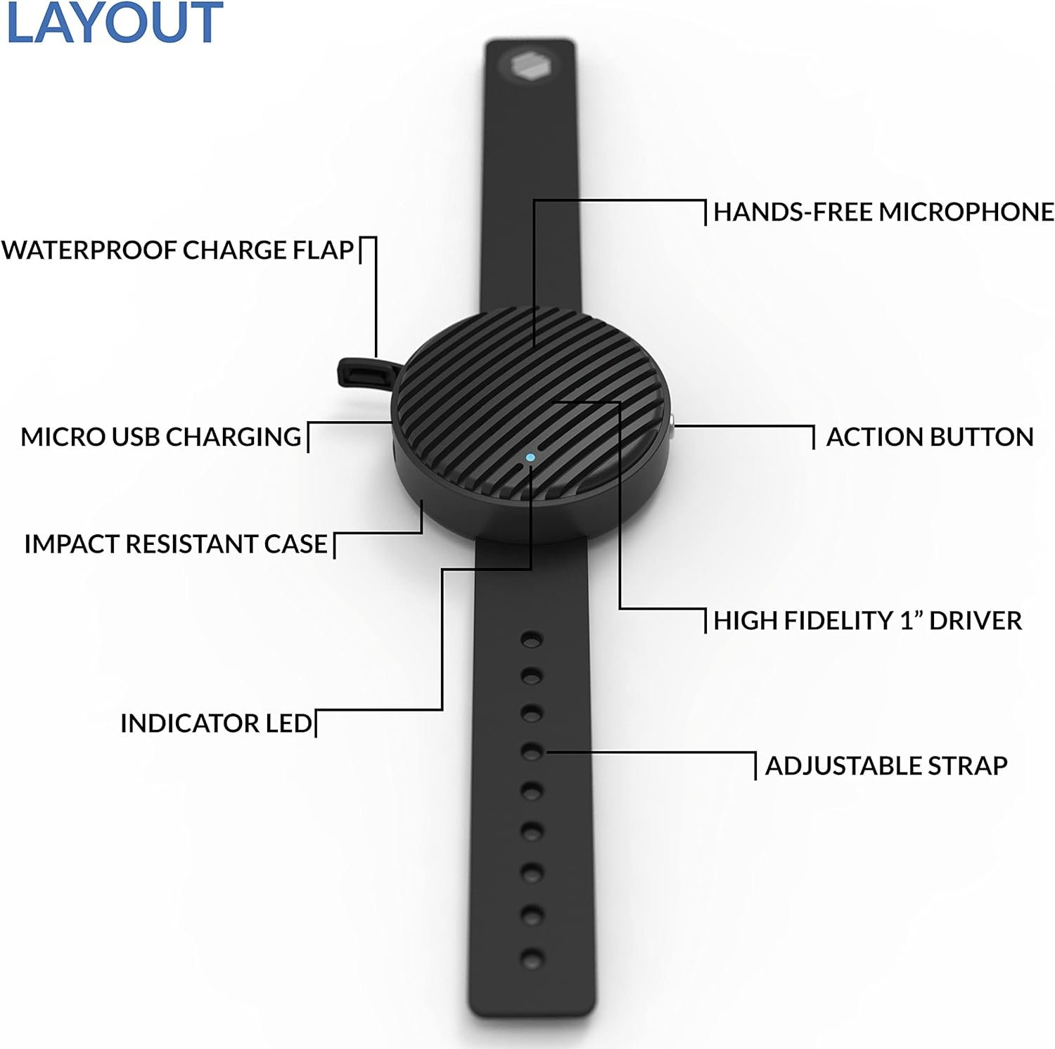 BoomBand Wearable Wireless Waterproof Wrist Portable Sports Bluetooth Speaker Watch with Speakerphone & Ultra Low Profile Design for Climbing, Hiking, Running - Image 7