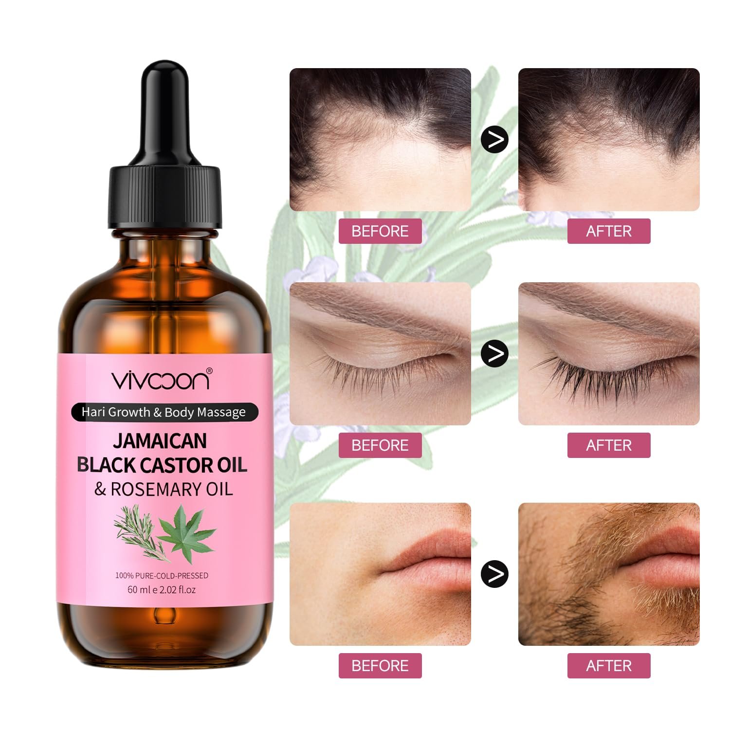 Jamaican Organic Black Castor Oil with Rosemary, Cold Pressed,for Hair , Eyelashes and Eyebrows Growth,100% Natural & Pure - Image 7