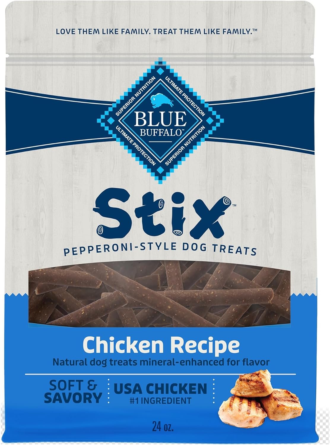 Blue Buffalo Stix Pepperoni-style Dog Treats Made with Natural Ingredients, Chicken Recipe, 24-oz. Bag - Image 2