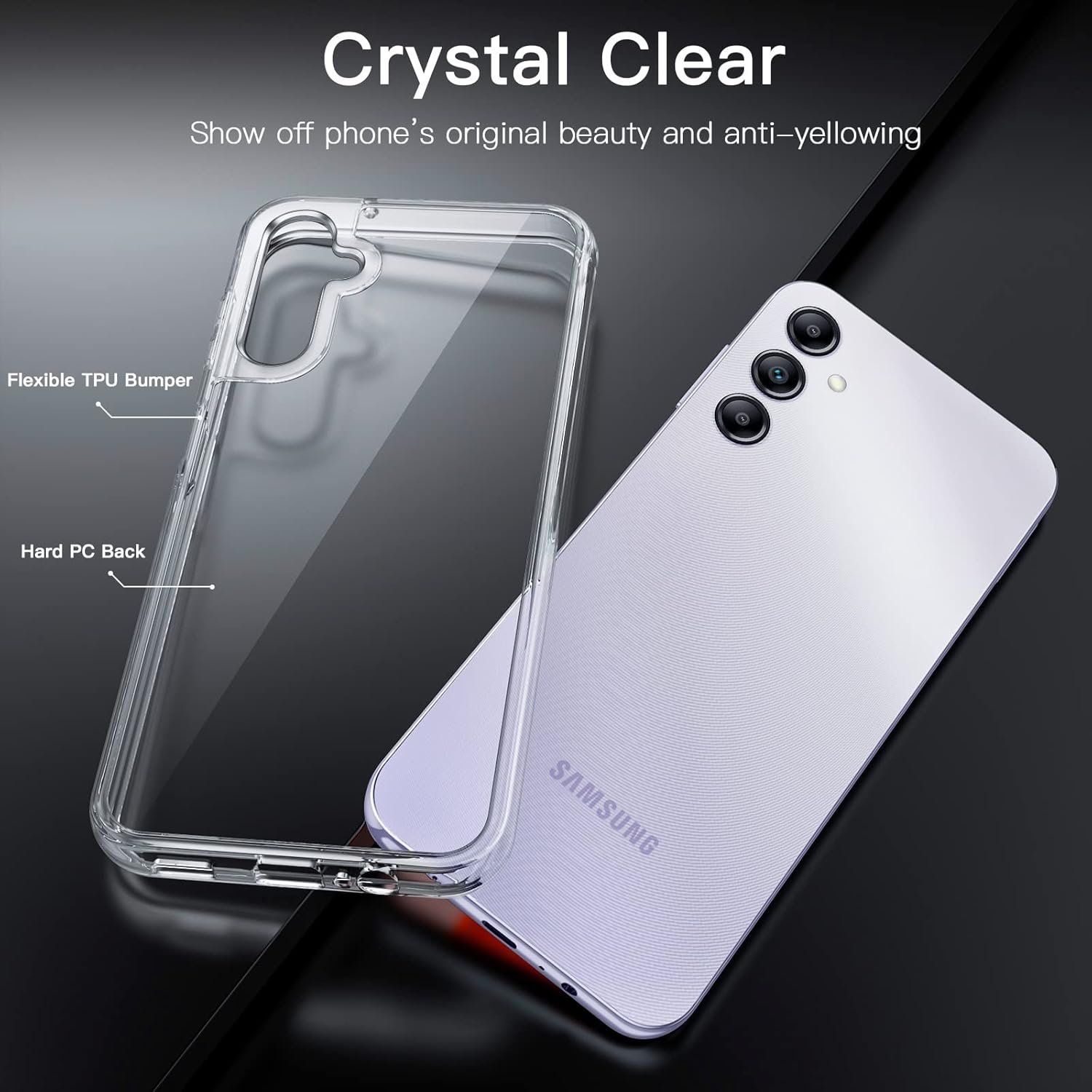 JETech Case for Samsung Galaxy A14 4G/5G 6.6-Inch, Non-Yellowing Shockproof Bumper Protective Phone Cover, Anti-Scratch Hard PC Back (Clear) - Image 4