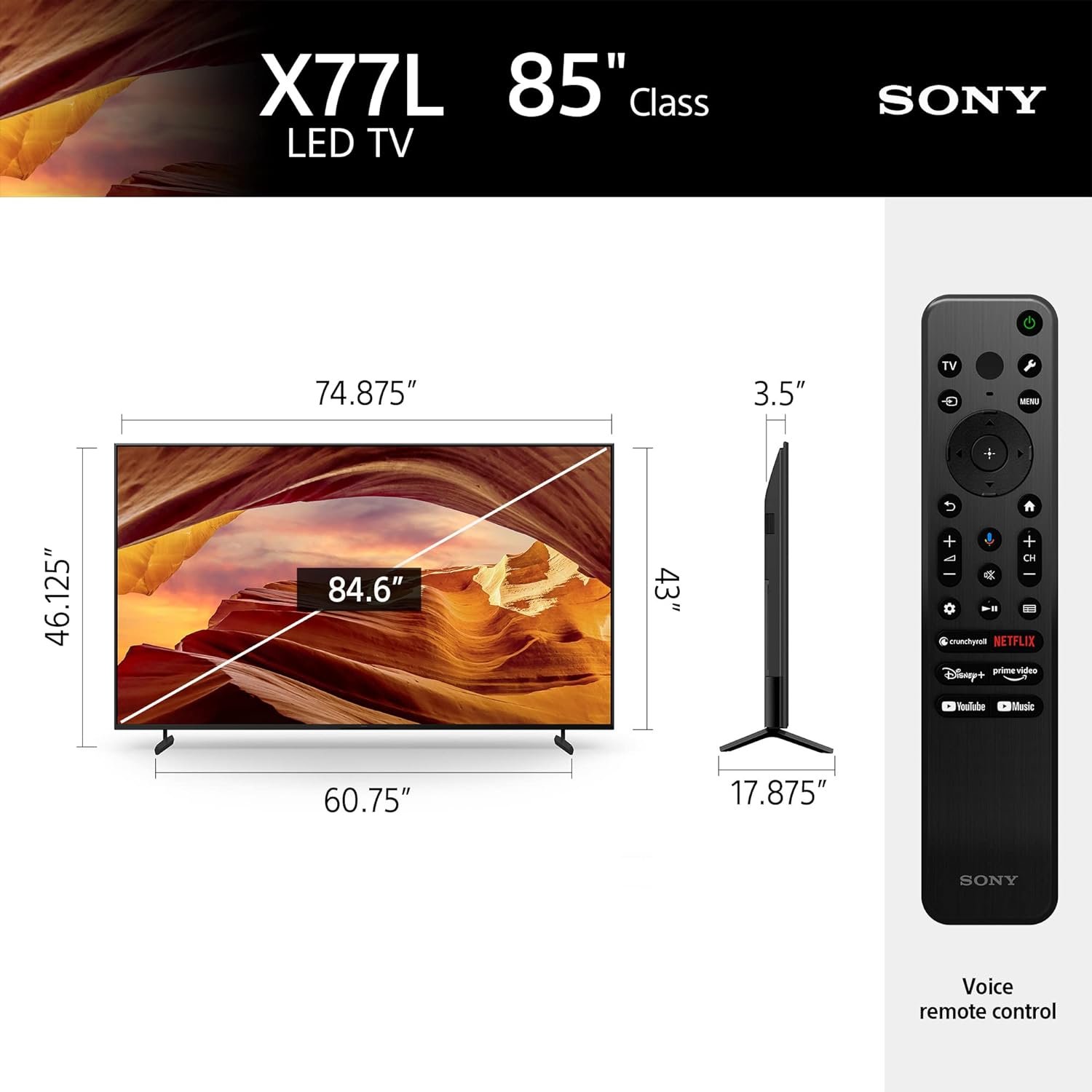 Sony 85 Inch 4K Ultra HD TV X77L Series: LED Smart Google TV KD85X77L- Latest Model, Black - Image 7