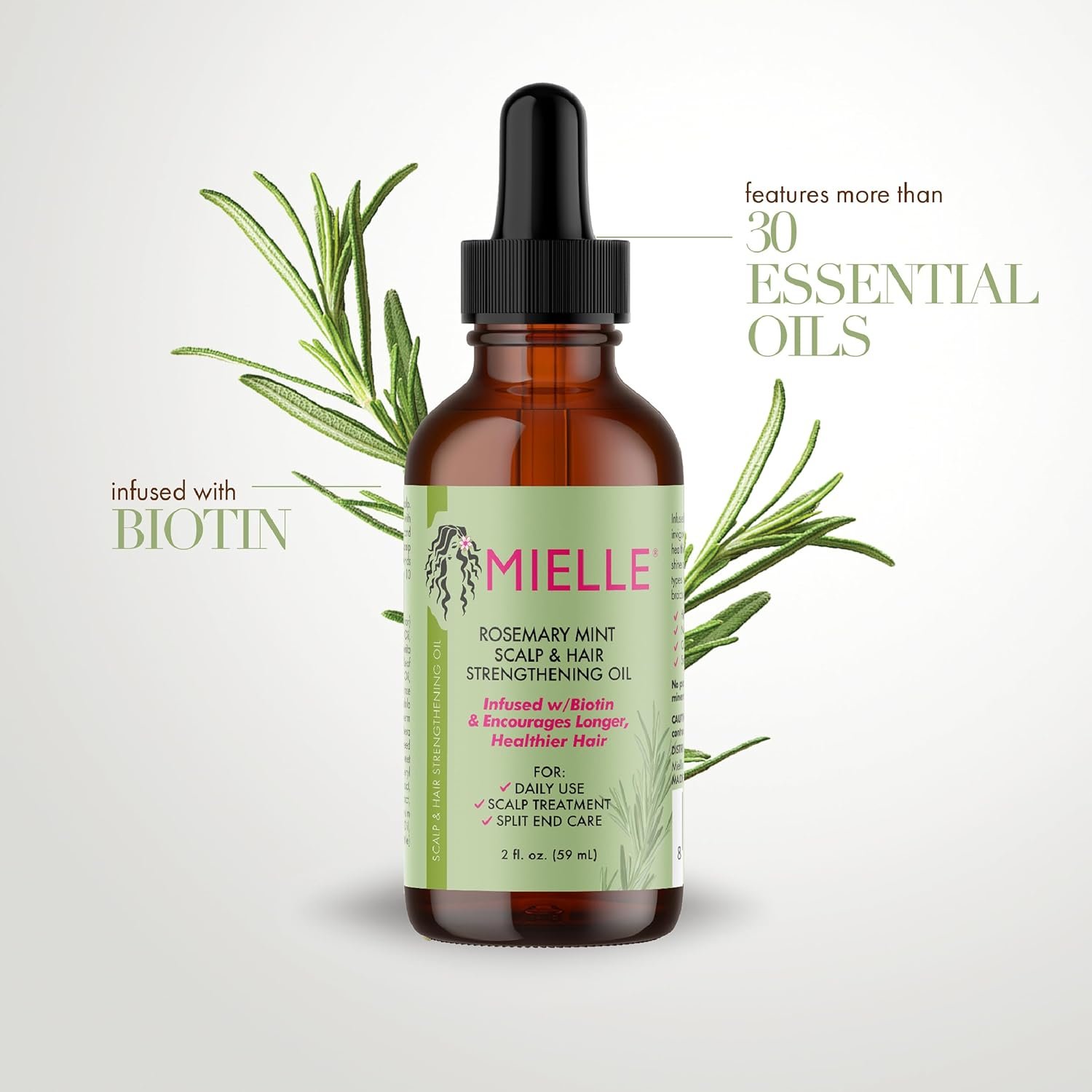 Mielle Organics Rosemary Mint Strengthening Hair Oil and Shampoo - Image 3