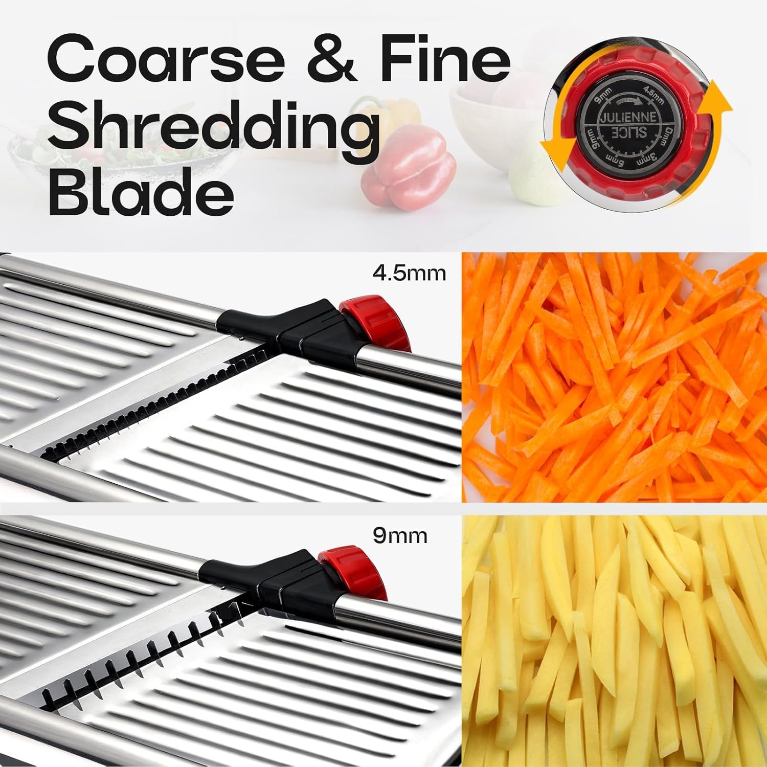 X Home Stainless Steel Mandoline Slicer for Kitchen, Adjustable Food Slicer for Vegetable, Cucumber, Potato, Cleaning Brush & Food Pusher Included - Image 5