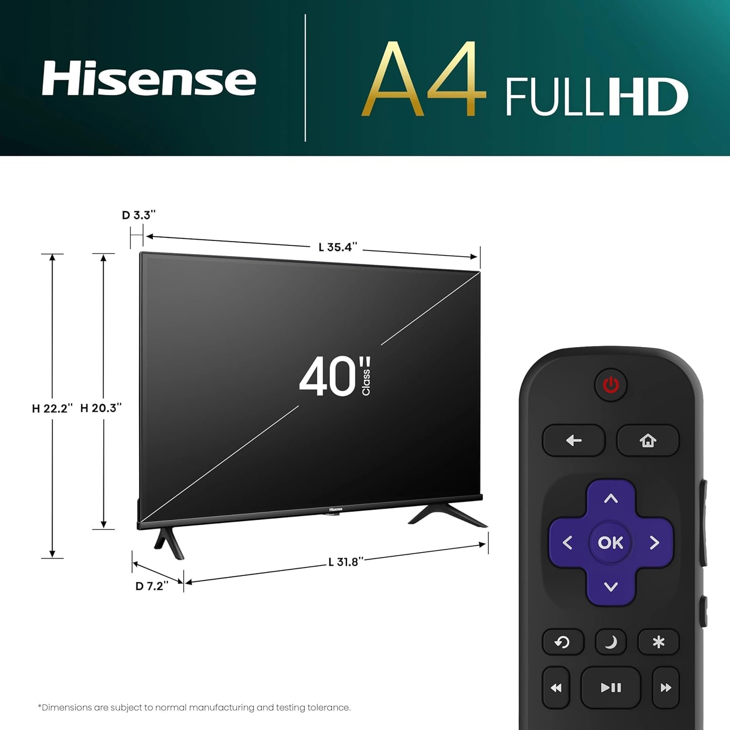 Hisense 40-Inch Class A4 Series FHD 1080p Smart Roku TV with Alexa Compatibility (40A4NR, 2024 Model) - Dolby Audio, Slim Bezel Design, Google Assistant - Image 3
