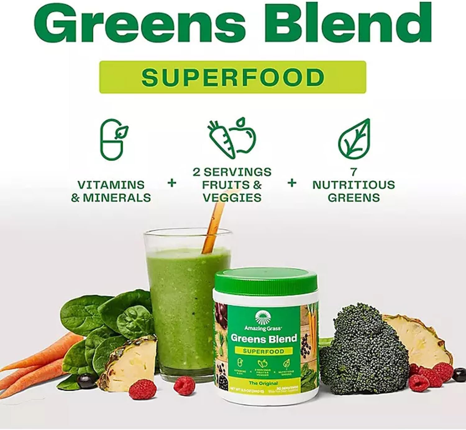 Amazing Grass Super Greens Powder: Organic Spirulina, Alfalfa, Beet Root Blend with Digestive Enzymes & Probiotics - Original Flavor, 45 Servings - Image 4