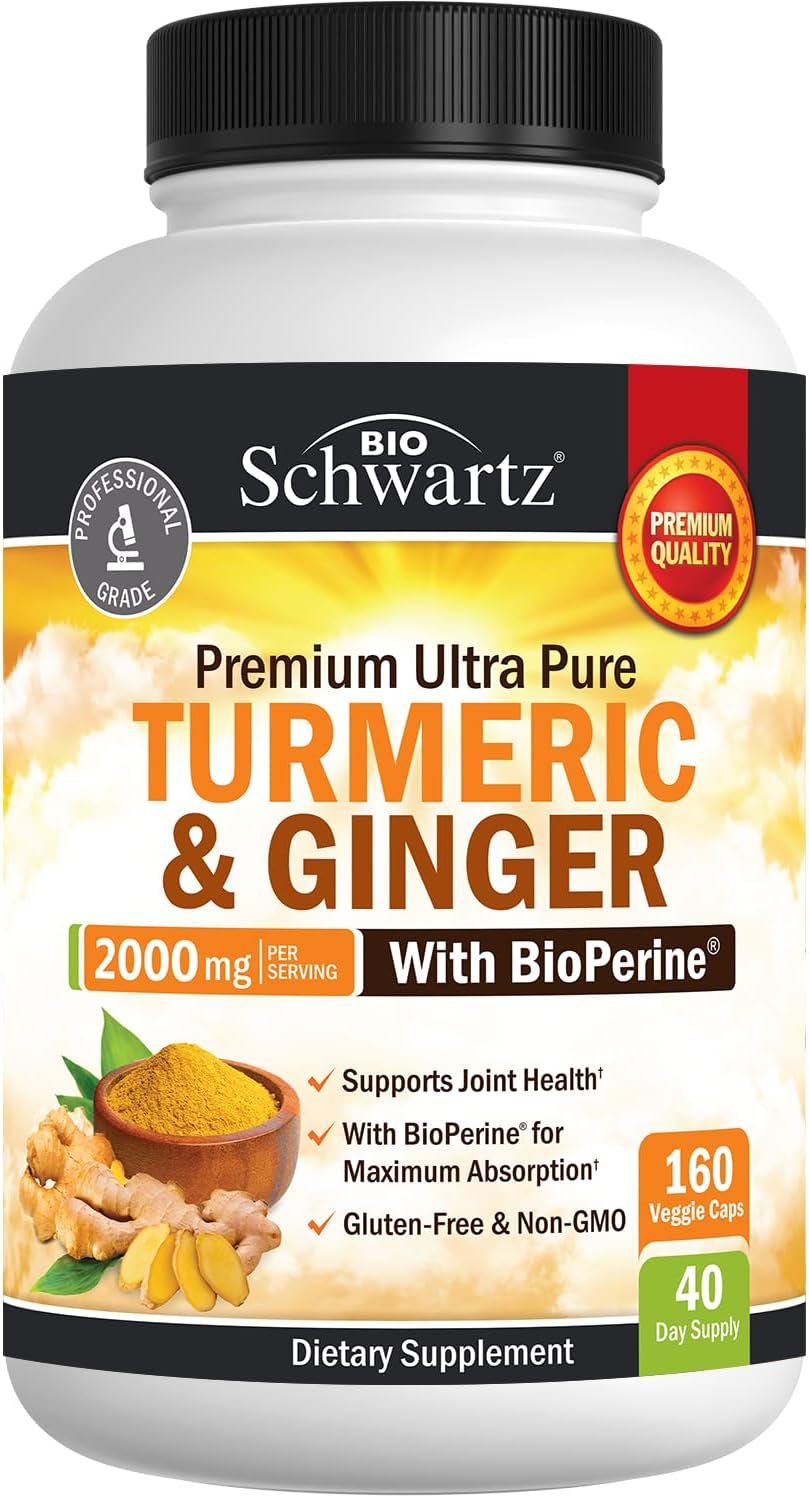 Turmeric Curcumin and Ginger 2000mg with BioPerine for Maximum Absorption, 95% Standardized Curcuminoids Natural Turmeric Supplement for Joint & Immune Support - Gluten-Free, No-GMO, 160 Capsules - Image 10
