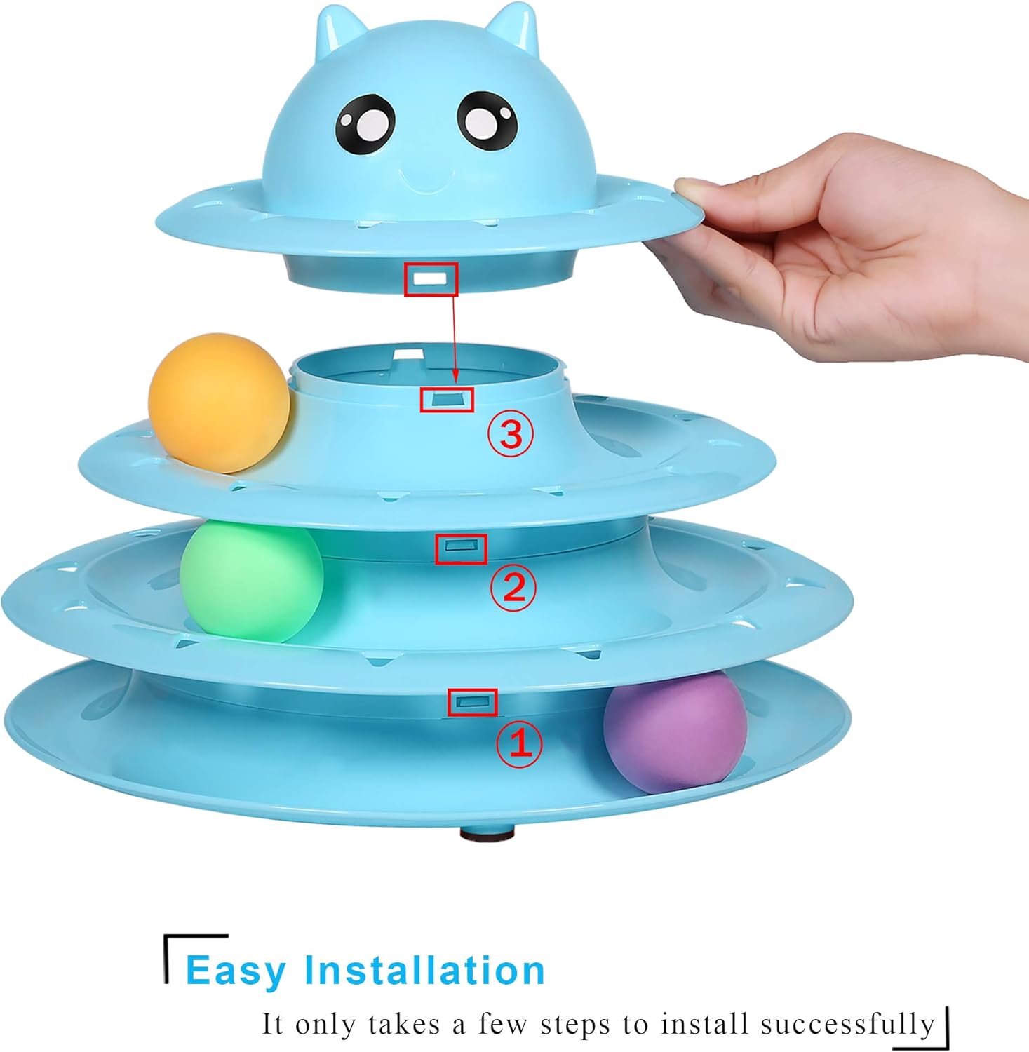UPSKY Cat Toy Roller 3-Level Turntable Cat Toys Balls with Six Colorful Balls Interactive Kitten Fun Mental Physical Exercise Puzzle Kitten Toys - Image 4