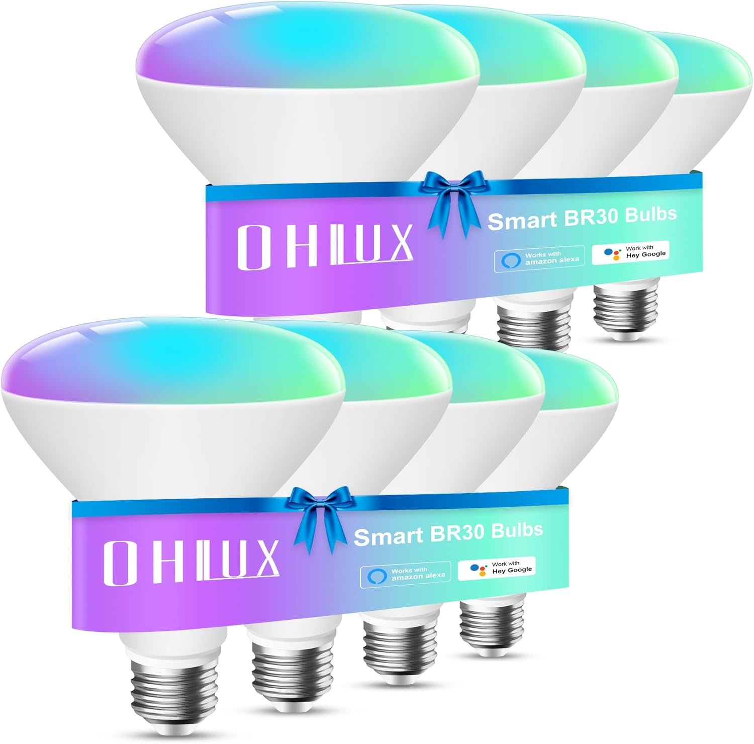 OHLUX Smart WiFi Flood Light Bulbs E26 Base 900Lumen (100W Equivalent),10W BR30 LED Bulb Compatible with Alexa, Google Home, Siri, 2700K-6500K Dimmable, Indoor use (No hub Required) - 8Pack - Image 2