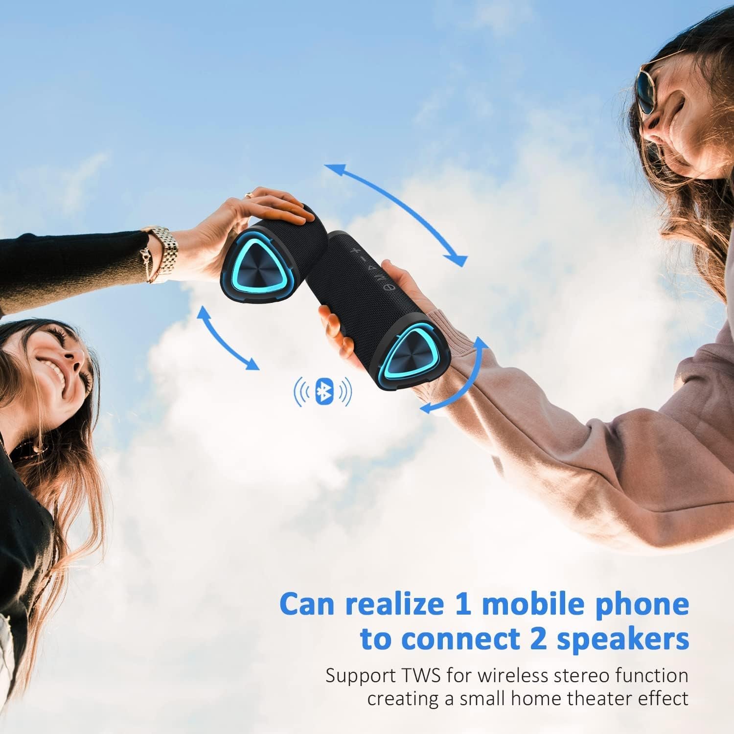 Vanzon Bluetooth Speakers,V40 IPX7 Waterproof Portable Wireless Speaker with 24W Loud Stereo Sound&Up to 24H Playtime,TWS,RGB Multi-Colors Rhythm Lights for Outdoor, Home, Party, Beach, Travel-Black - Image 7