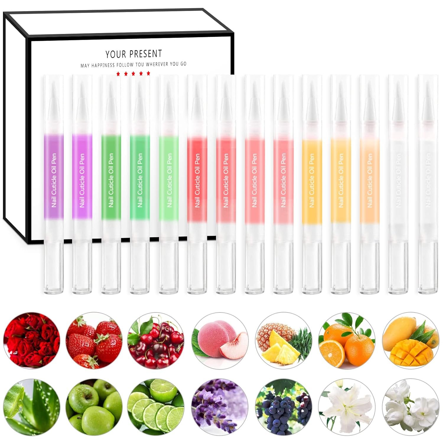 Nail Cuticle Oil Pen, Nail Oil Pen Nourishment Polish with Vitamins Moisturized Nail Oil Cuticle Pen for Dry Damaged Cuticles (14 pcs) - Image 2