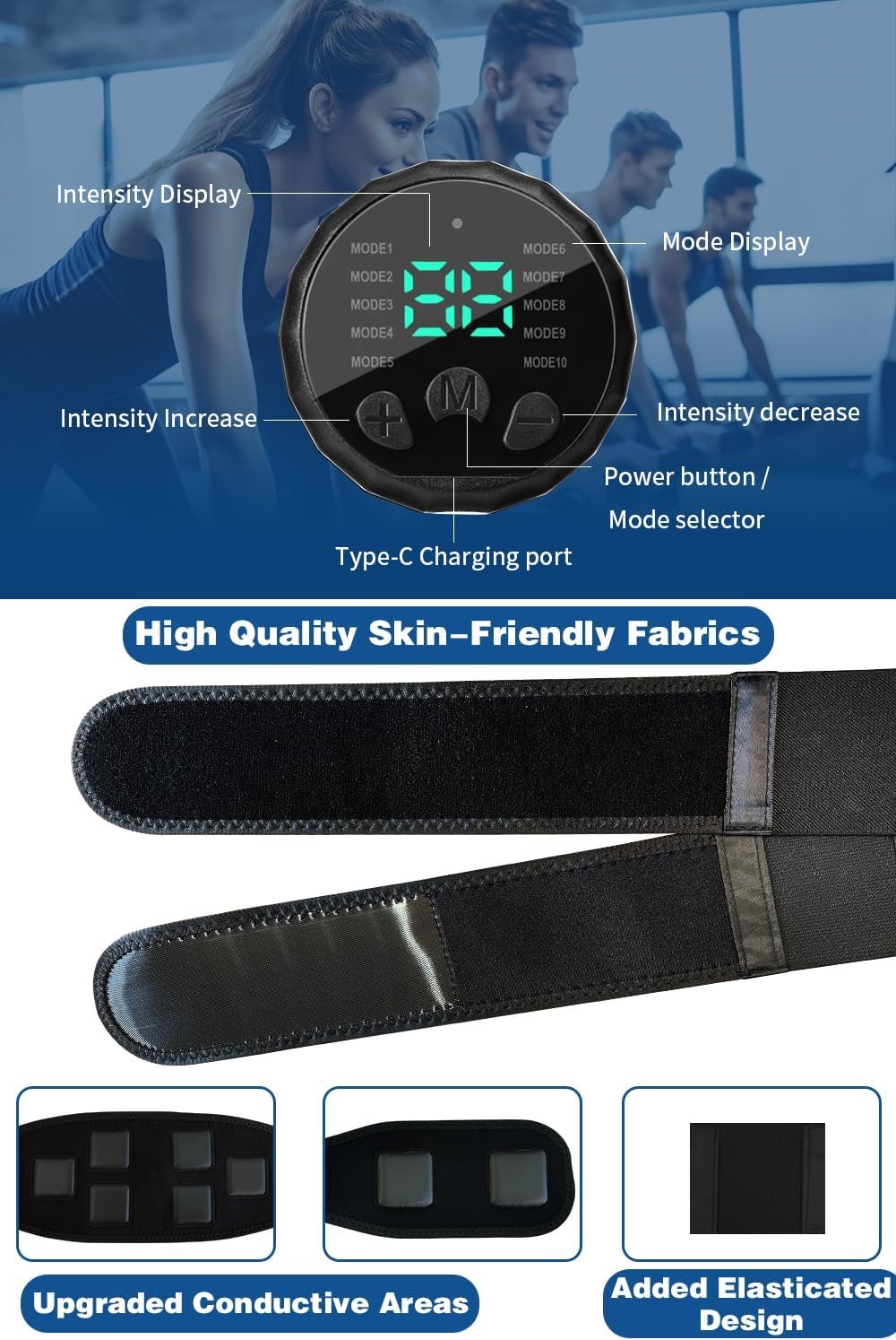 Daphne ABS Stimulator, Ab Stimulator Muscle Toner, Effective Muscle Stimulator for Abdomen, Arms, Legs, Home Office Abdominal Toning Belt, Fitness Workout Equipment for Men,Women White - Image 7