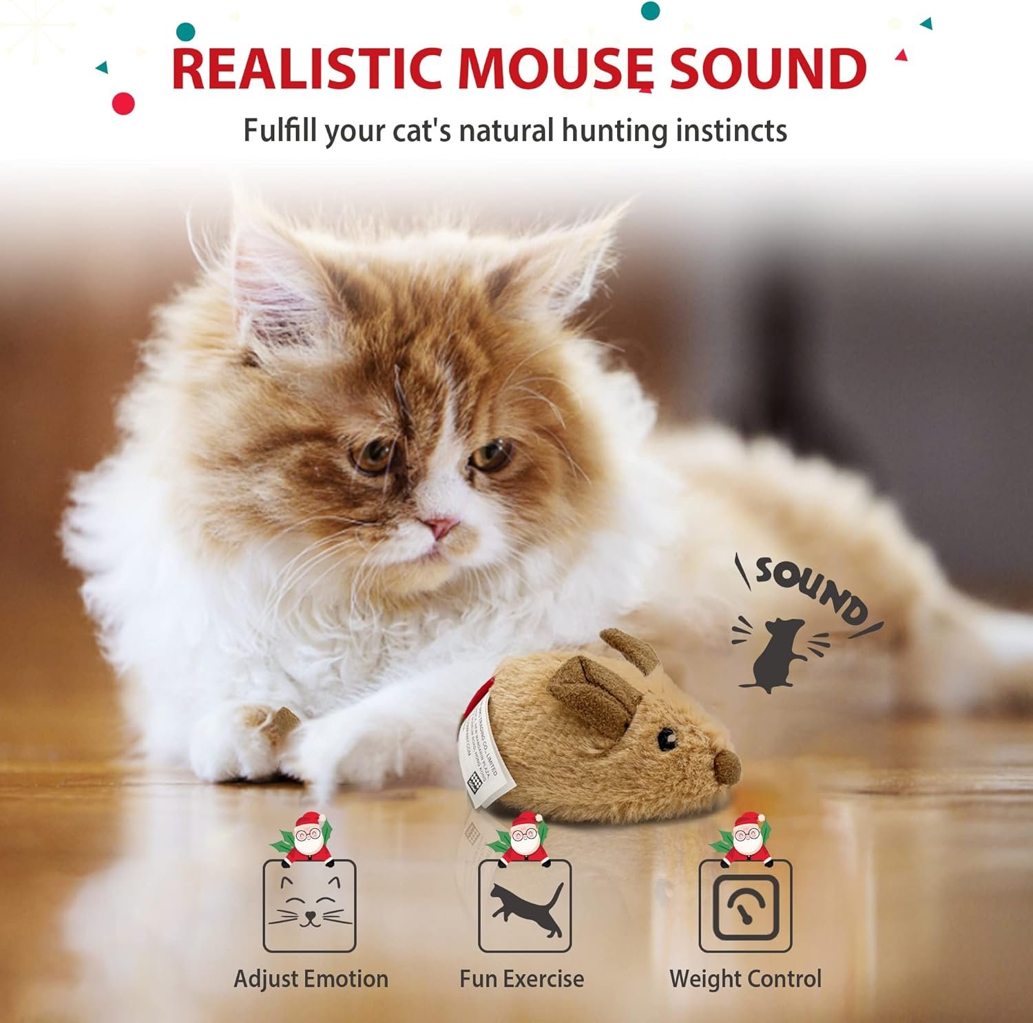 Gigwi Interactive Cat Toy Mouse, Moving Automatic Cat Toys Mice Electronic with Furry Tail, Automatic Squeaky Cat Toys for Kitten Indoor/Outdoor Exercise (Brown-Ear) - Image 6