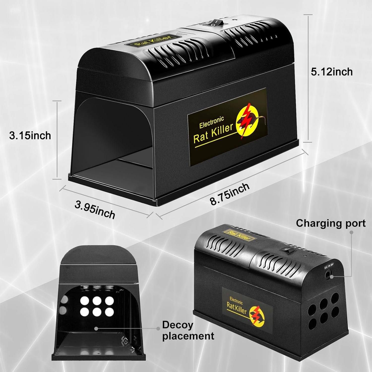 Electric Rat Trap - Humane Mouse Traps Indoor for Homes, Instantly Kill Rodent Zapper with Powerful Voltage, Works for Mice Rats Chipmunks Squirrels - Image 7