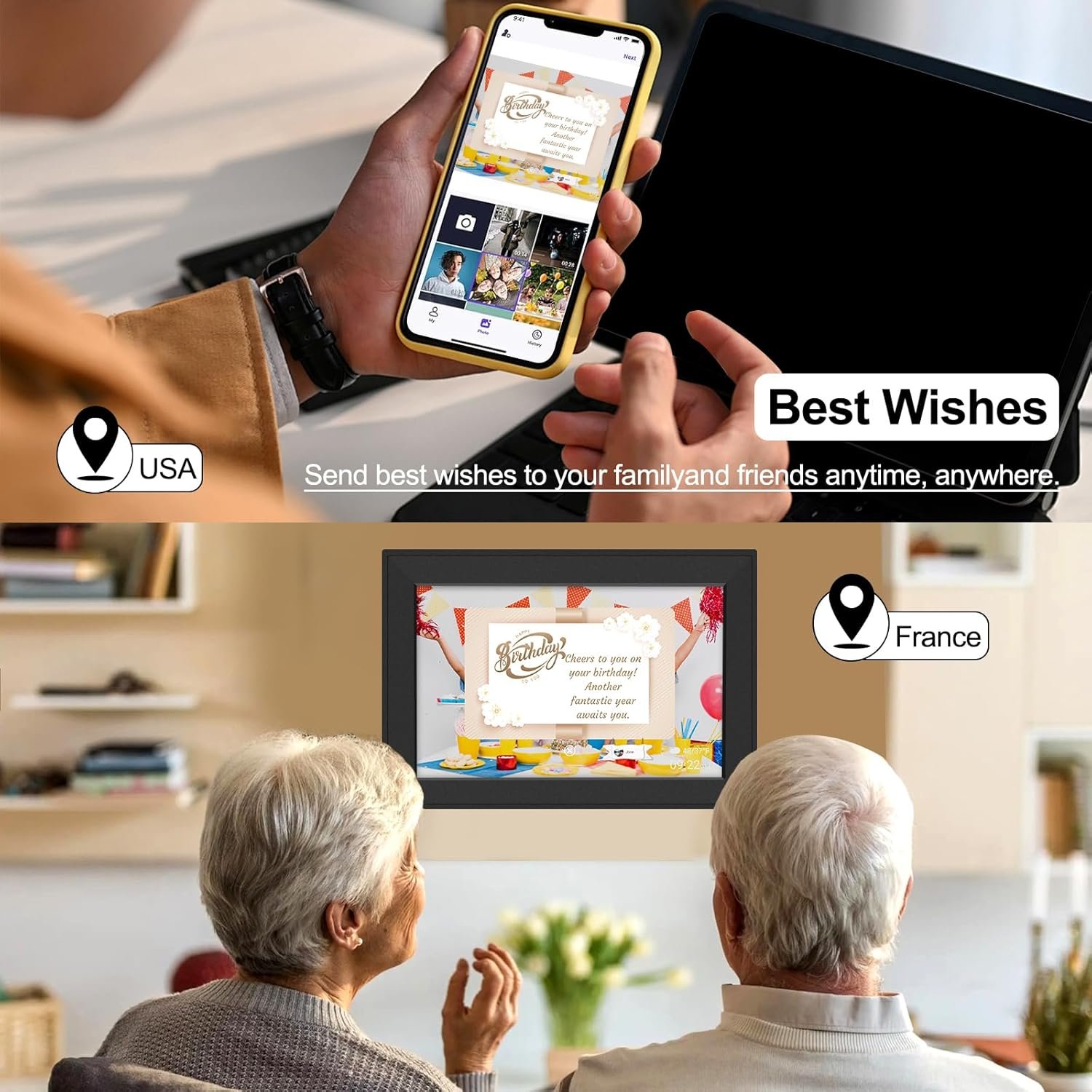 10.1 Inch WiFi Digital Picture Frame, Smart Electronic Clound Digital Photo Frame with 1280 * 800 HD Touch Screen, Instantly Share Photos & Video, Gift for Friend and Family - Image 7