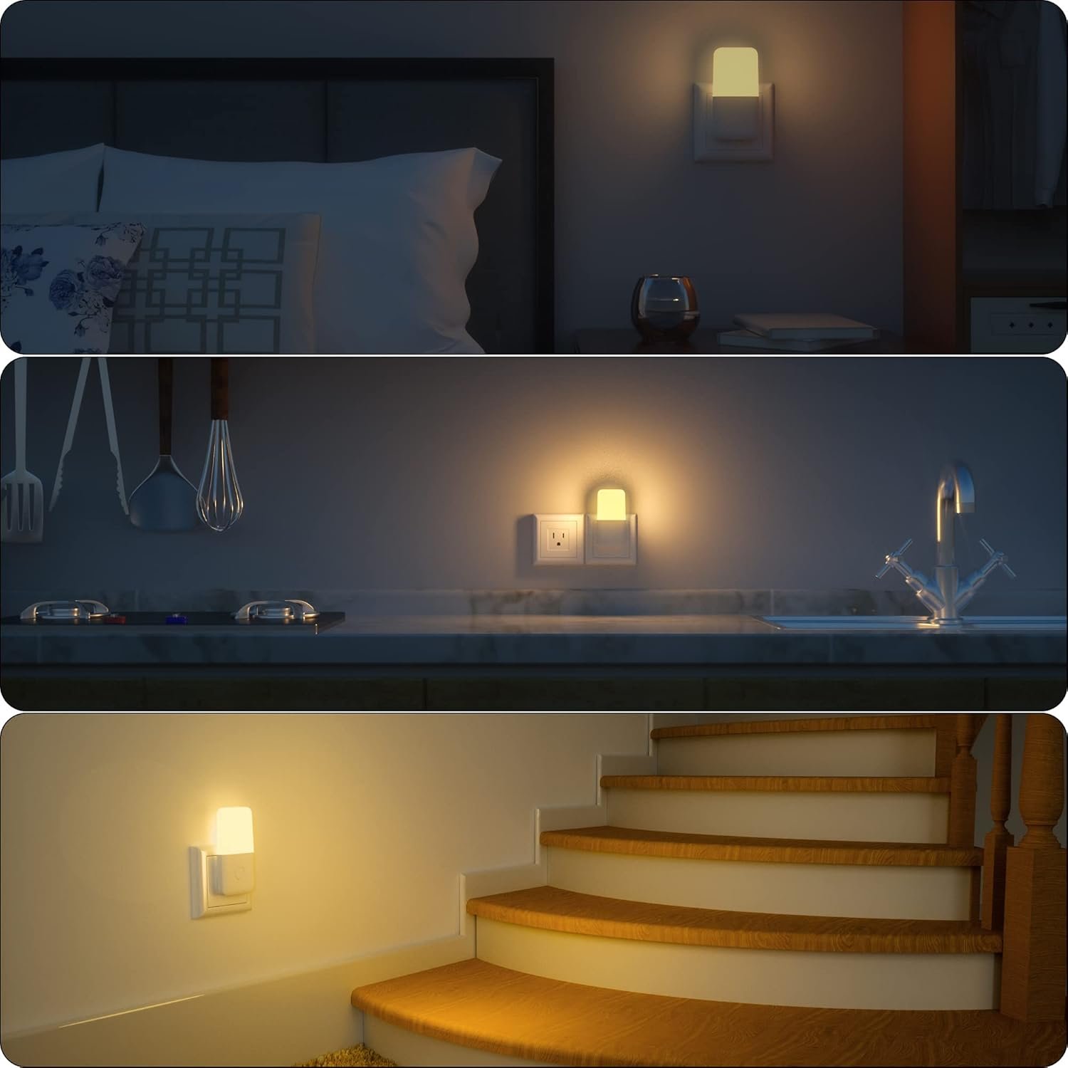 MAZ-TEK Plug in Night Light, Warm White LED Nightlights with Smart Dusk to Dawn Sensor for Kids, Nursery, Ideal for Bedroom, Bathroom,Hallway, Stairs, Kitchen, 4 Pack - Image 8