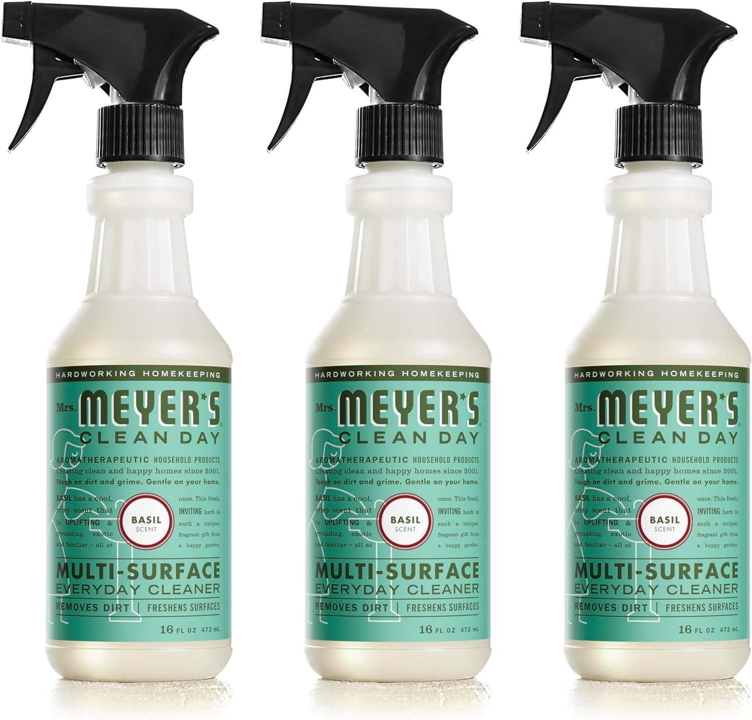 MRS. MEYER'S CLEAN DAY All-Purpose Cleaner Spray, Basil, 16 fl. oz - Pack of 3 - Image 2