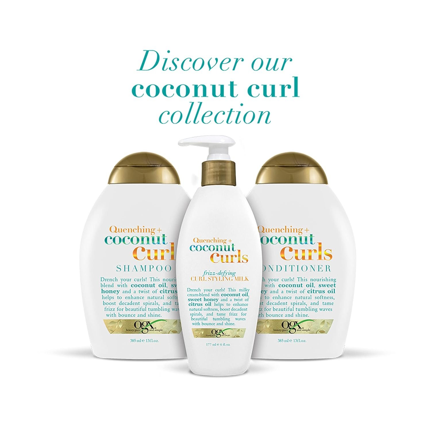 OGX Quenching + Coconut Curls Frizz-Defying Styling Milk, Nourishing Leave-In Hair Treatment with Coconut, Citrus Oil & Honey, Paraben-Free and Sulfated-Surfactants Free, 6 fl oz - Image 9
