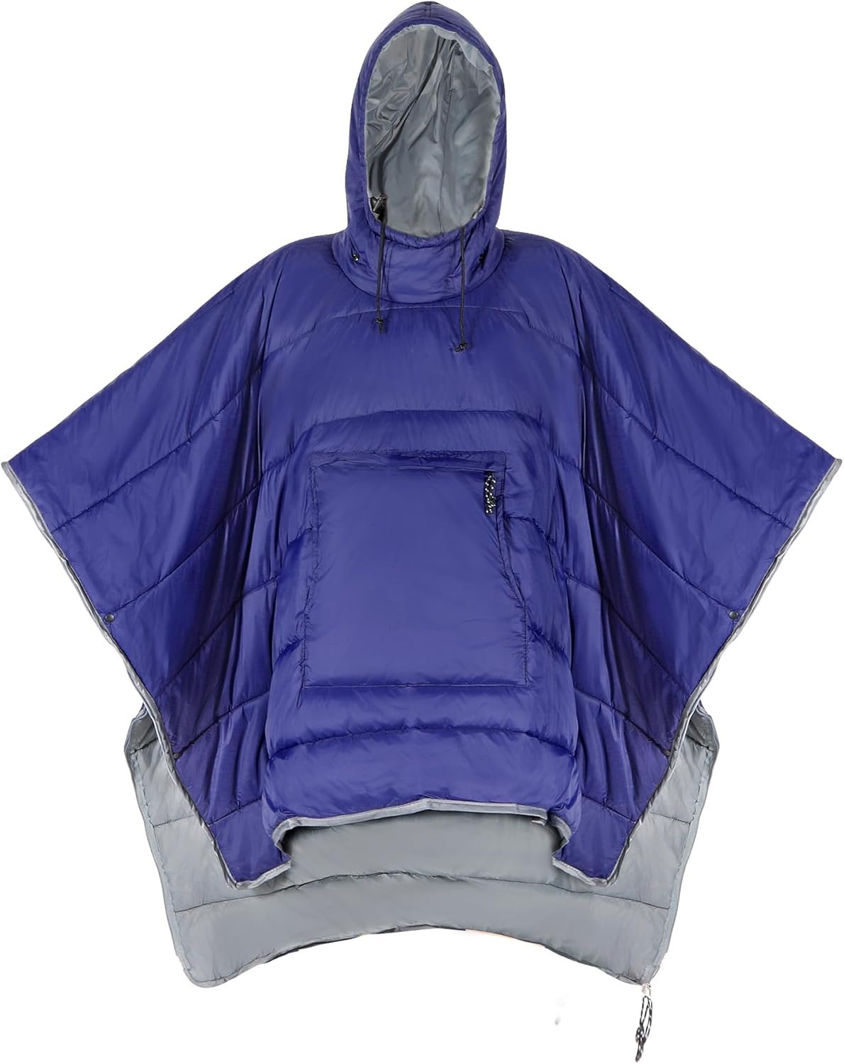 Camp Poncho Sleeping Bag, Wearable Hooded Stadium Blanket Sack Cold Weather for Adult, Blue - Image 2