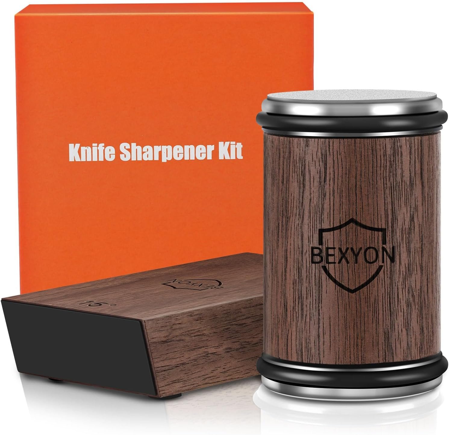 Rolling Knife Sharpener Kit, Roller Knife Sharpener with Industry Diamonds and Ceramic Discs, Knife Sharpening Tool for Kitchen Knives with 15 & 20 Degrees, Full Knife Sharpener - Image 2