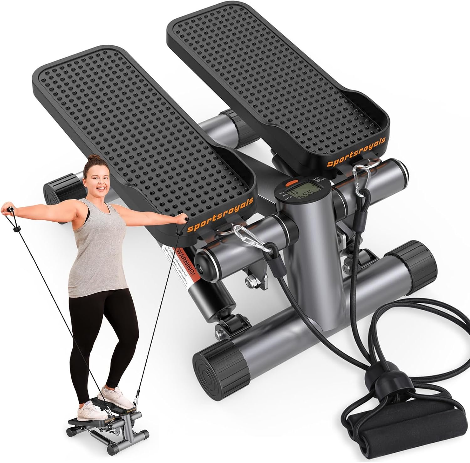 Sportsroyals Stair Stepper for Exercise, Mini Steppers with Resistance Band, Hydraulic Fitness Stepper Exercise Home Workout Equipment for Full Body Workout, 330lbs Weight Capacity - Image 9