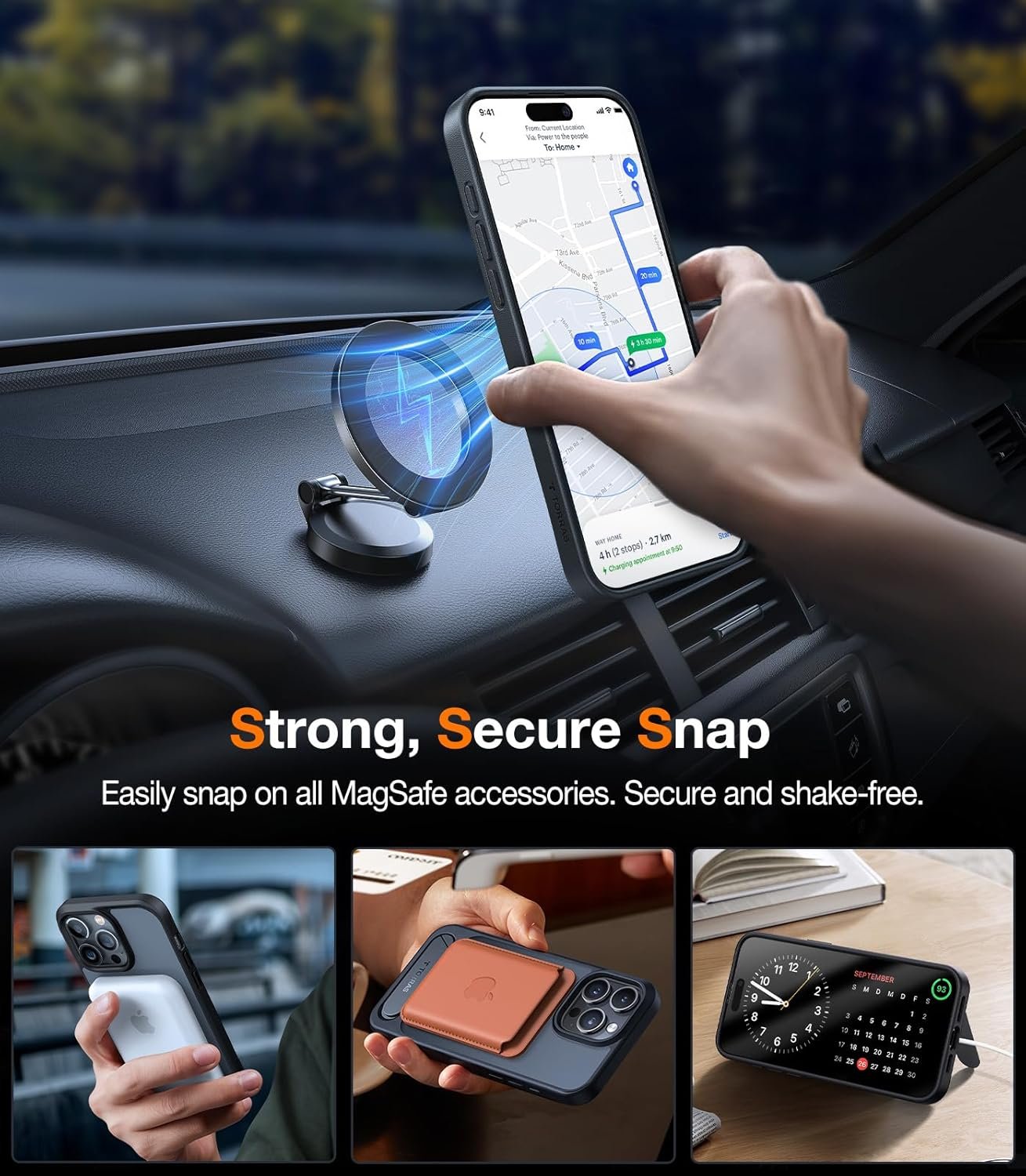 TORRAS Strong Magnetic & Seamless Stand for iPhone 15 Pro Max Case, Fit for MagSafe, Mil-Grade Drop Protection, Adjustable Kickstand Phone Case for iPhone 15 Pro Max, Slim Frosted Matte Black - Image 5