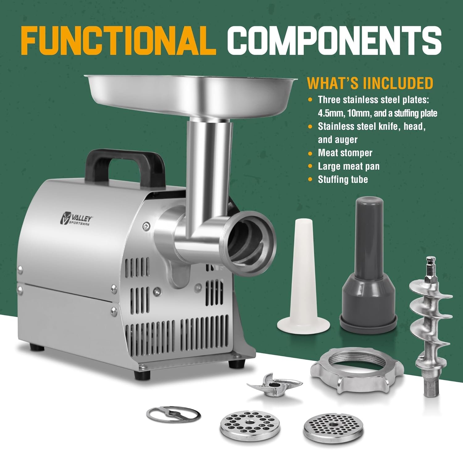 #8 Electric Meat Grinder, 0.4 HP 300W, Copper Motor, Heavy Duty Stainless Steel Industrial Meat Grinder, Ideal for Commercial and Regular Use - Image 4