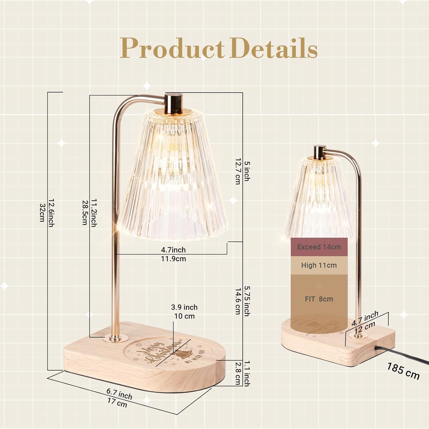 Candle Warmer Lamp, Electric Candle Lamp Warmer, Gifts for Mom, House Warming Gifts New Home Bedroom Decor Dimmable Wax Melt Warmer for Scented Wax with 2 Bulbs, Jar Candles - Image 7