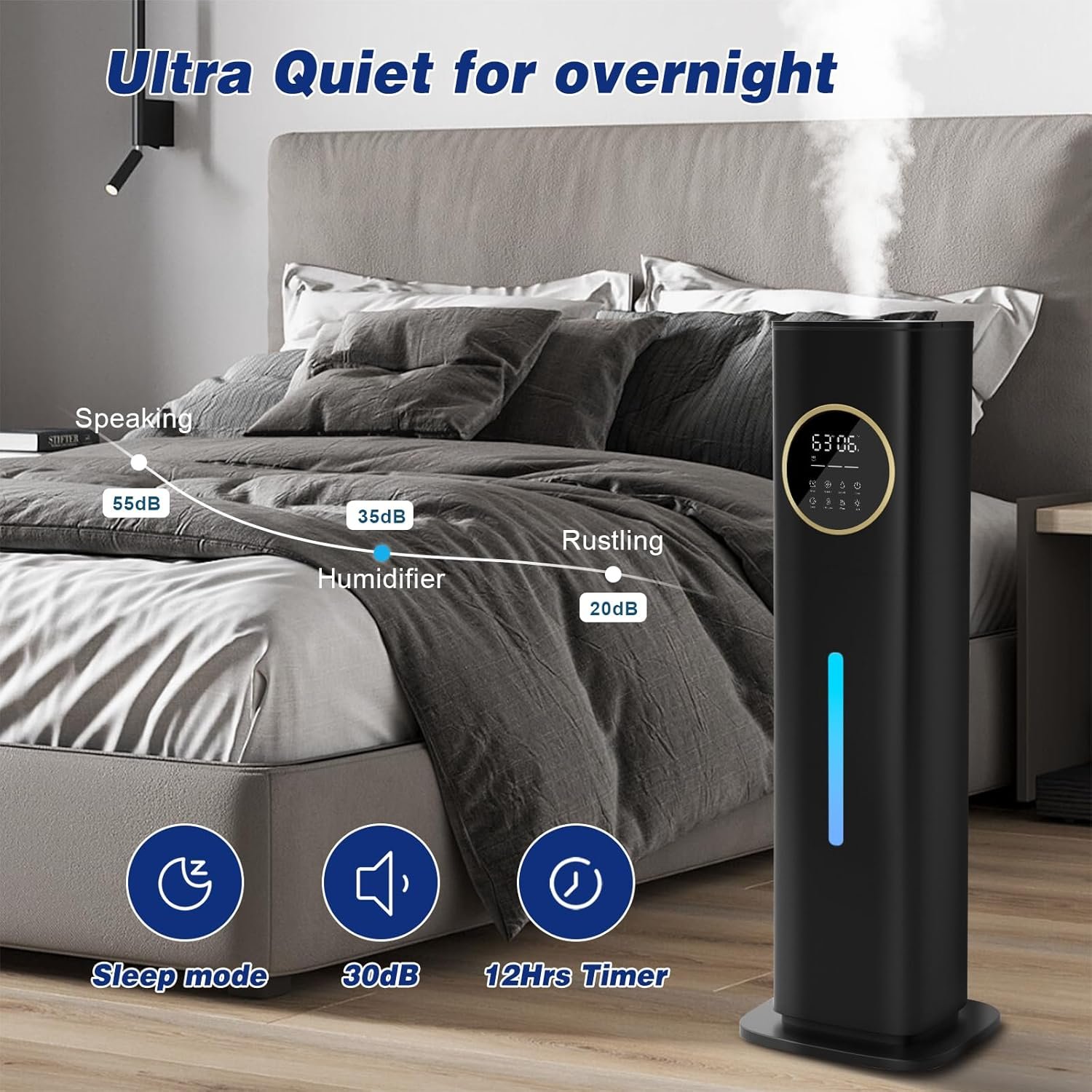 Humidifiers for Bedroom, 2.1Gal/8L Humidifiers for Home, Humidifier large room with Essential Oil Diffuser, Top Fill Whole House Cool Mist Humidifiers for Plants Baby Kids Adults(Black) - Image 6