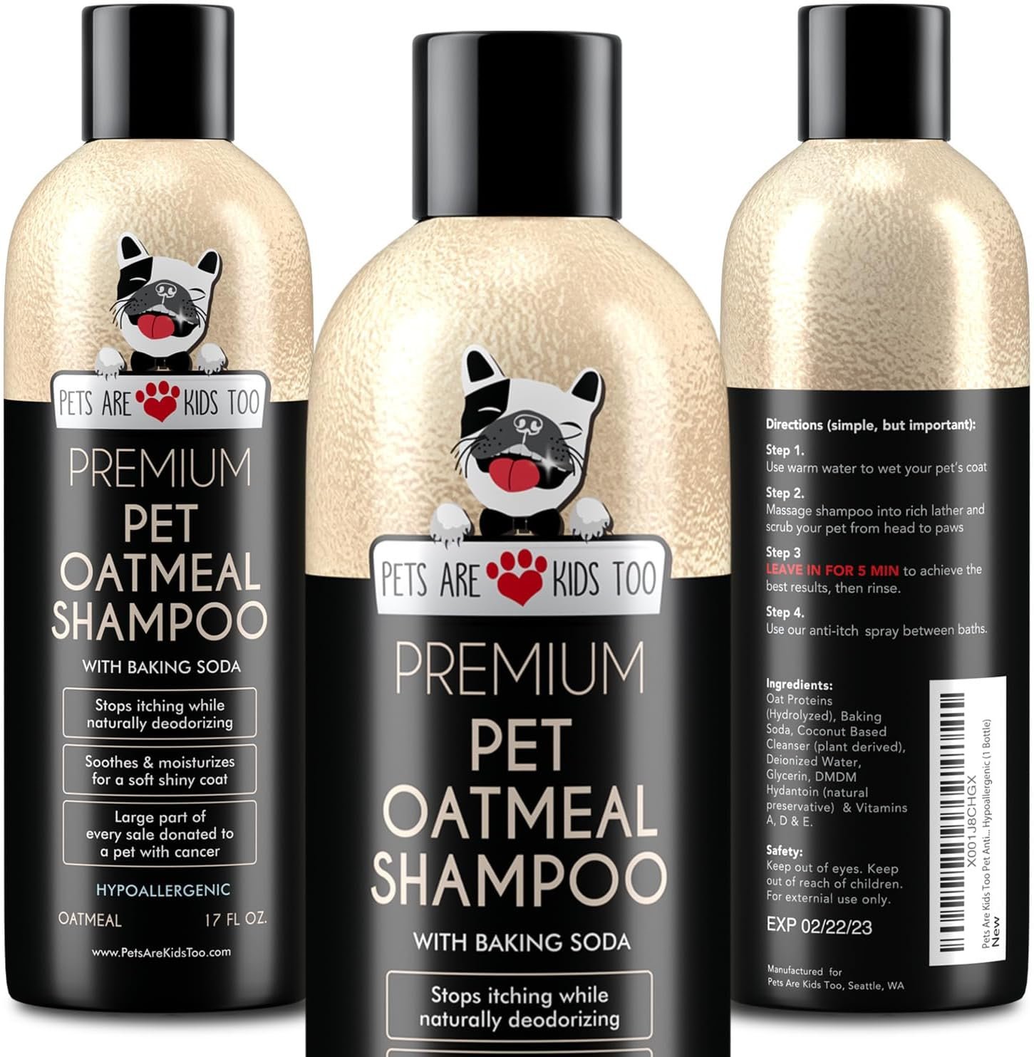 Pets Are Kids Too Oatmeal Dog Shampoo Baking Soda Hypoallergenic Anti Itch Moisturizing Soothing Deodorizing Pet Care Safe Puppy Shampoo Sensitive Skin Cat Shampoo - Coconut Based Cleanser 17 fl oz - Image 2