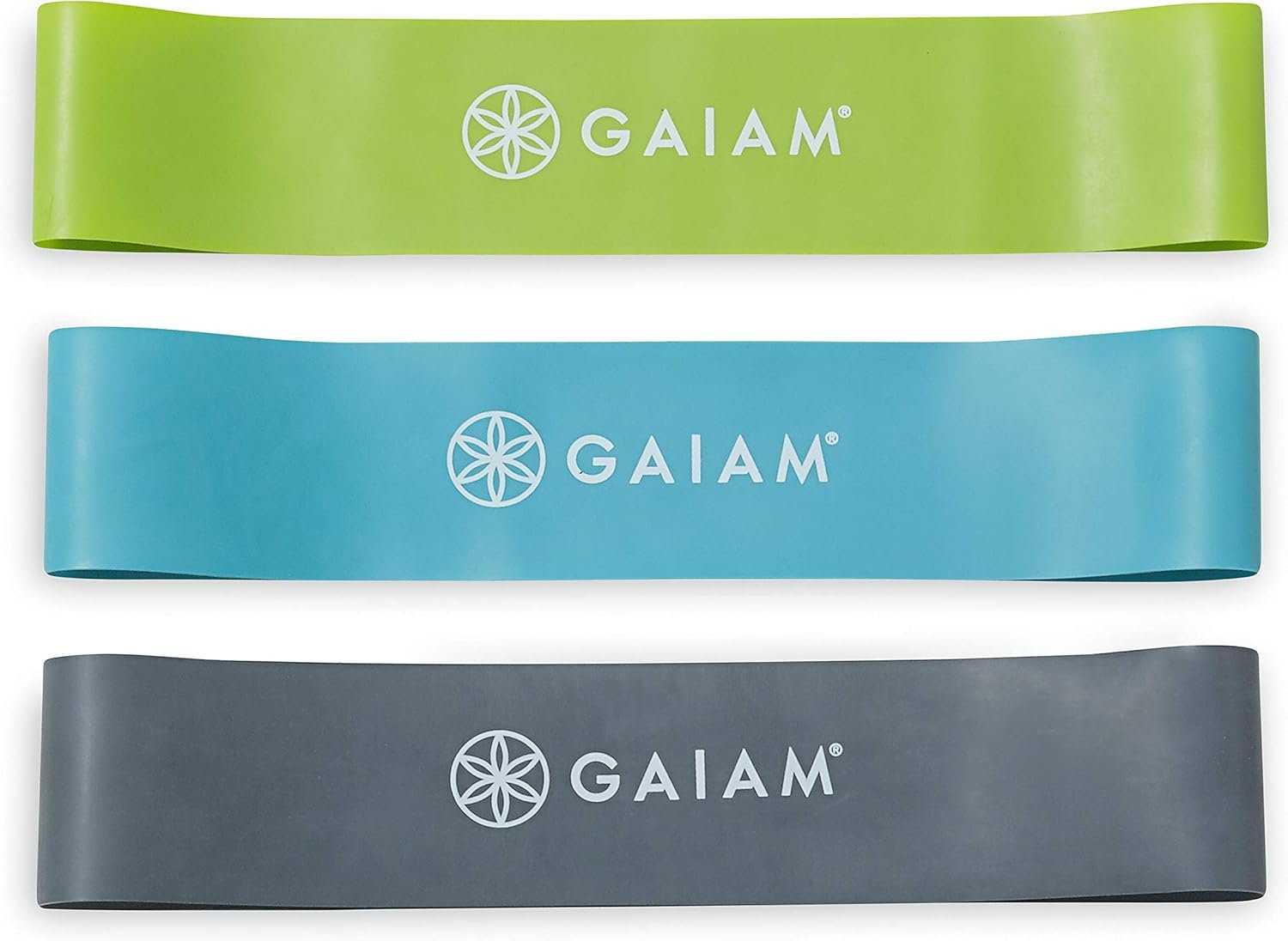 Gaiam Restore Mini Band Kit, Set of 3, Light, Medium, Heavy Lower Body Loop Resistance Bands for Legs and Booty Exercises & Workouts, 12" x 2" Bands - Image 2