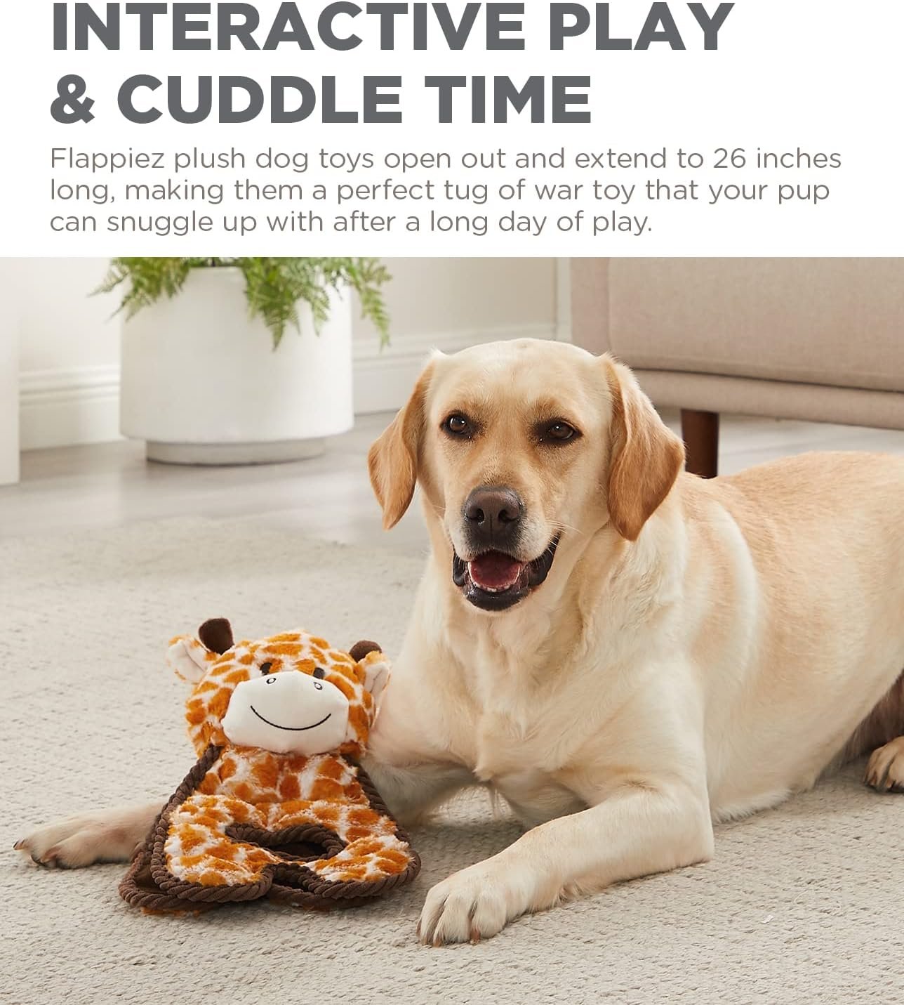 Outward Hound Cuddle Tugs Giraffe Plush Squeaky Dog Toy - Image 6