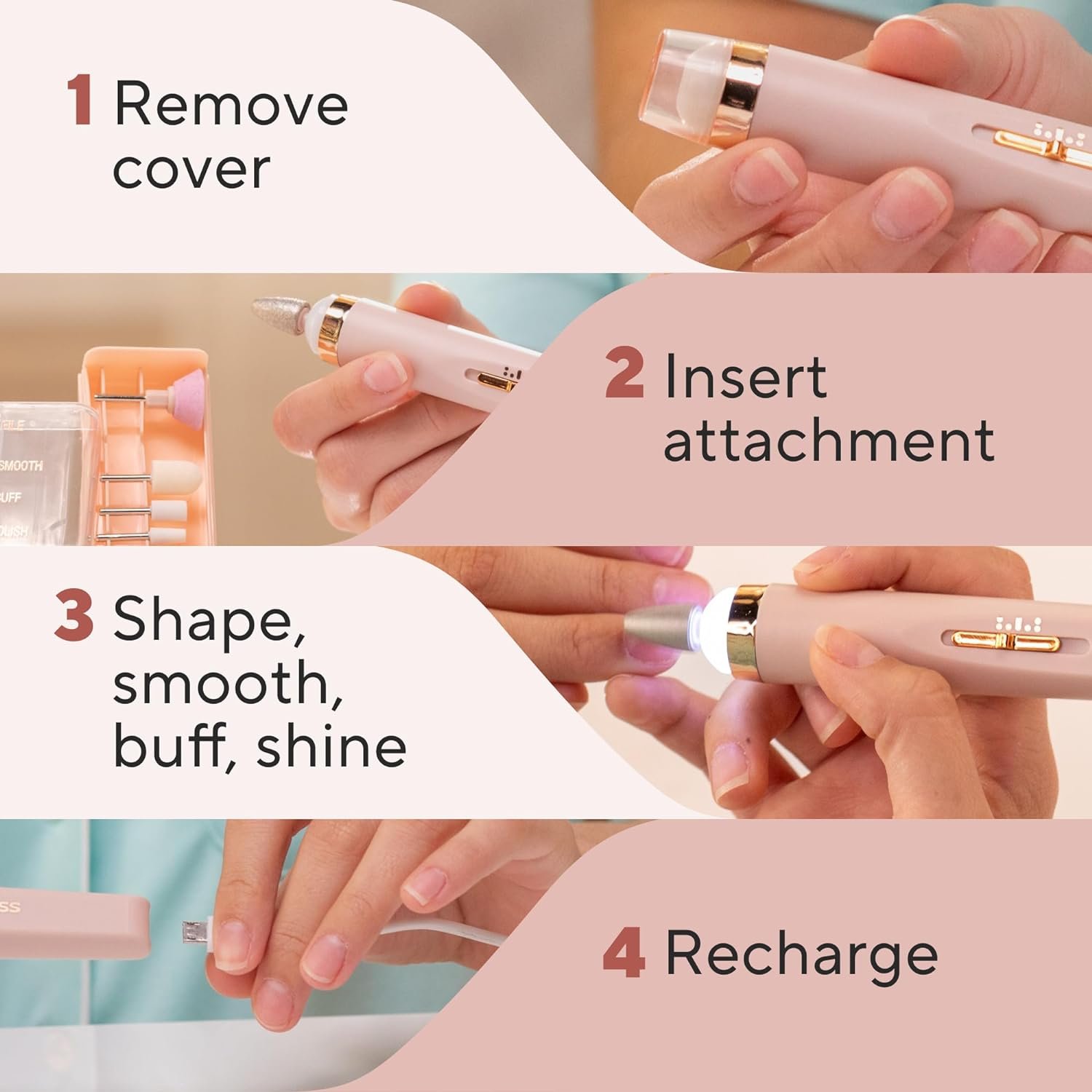 Finishing Touch Flawless Salon Nails Kit, Electronic Nail File and Full Manicure and Pedicure Tool - Image 10