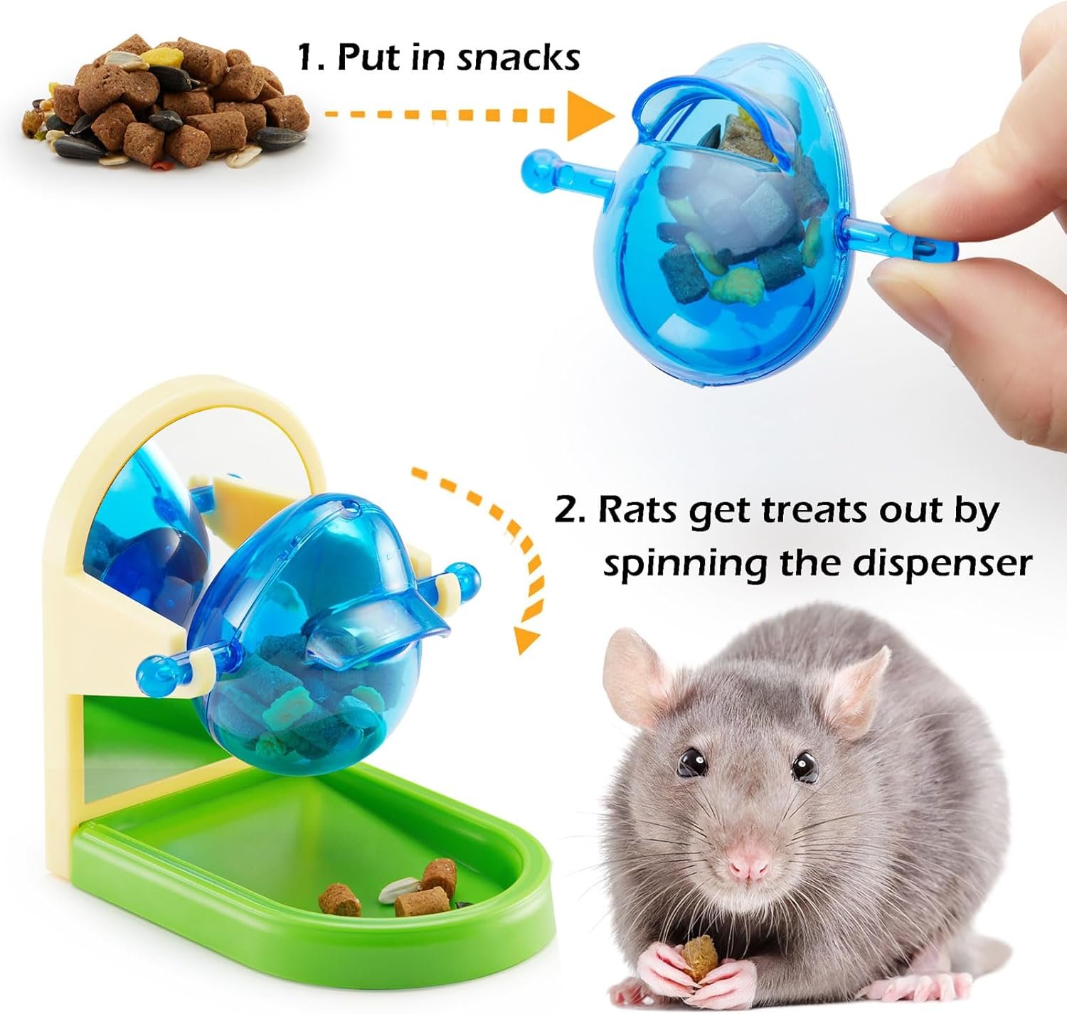 Rat Enrichment Toys, Interactive Foraging Toys For Rats, Intelligence Growth Rat Enrichment Puzzle Games, Treat Dispensing Slow Feeder for Rat Cage Toy, Bird Foraging Toy for Parakeet Conure (1Pcs) - Image 3