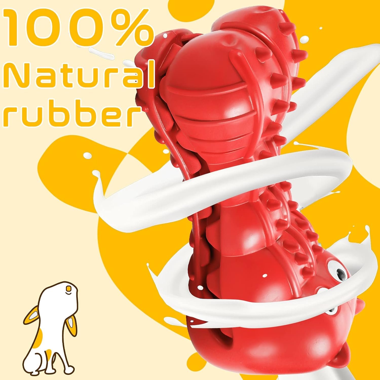 Rmolitty Squeaky Dog Toys for Aggressive Chewers, Tough Indestructible Chew Toys for Large Medium Breed Dog with Non-Toxic Natural Rubber (Hippo-red) - Image 4