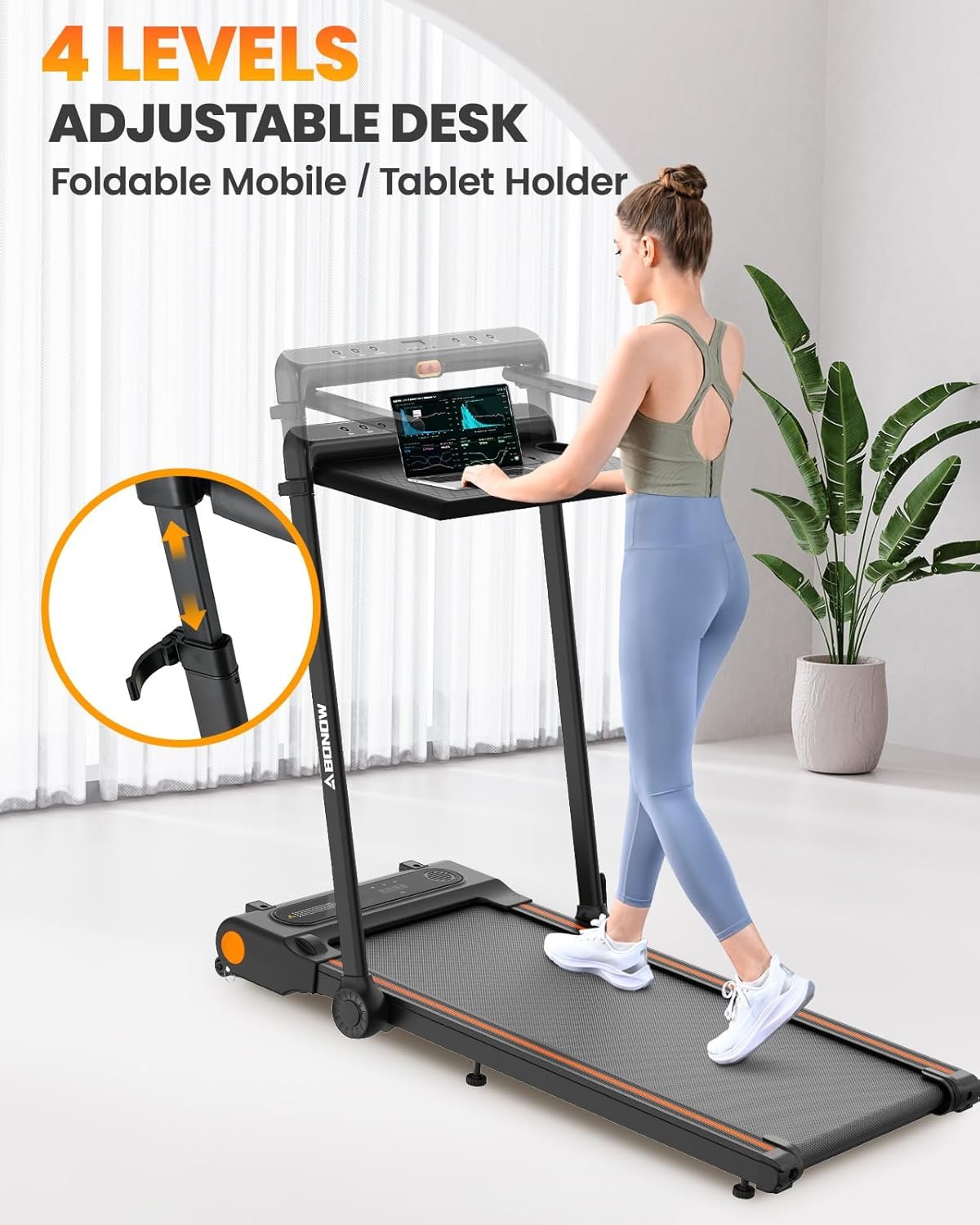 Walking Pad, Under Desk Treadmill with Incline for Home Office 2.5HP Portable Walking Treadmill with 280 Lbs Weight Capacity Walking Machine, Remote Control, LED Display - Image 4