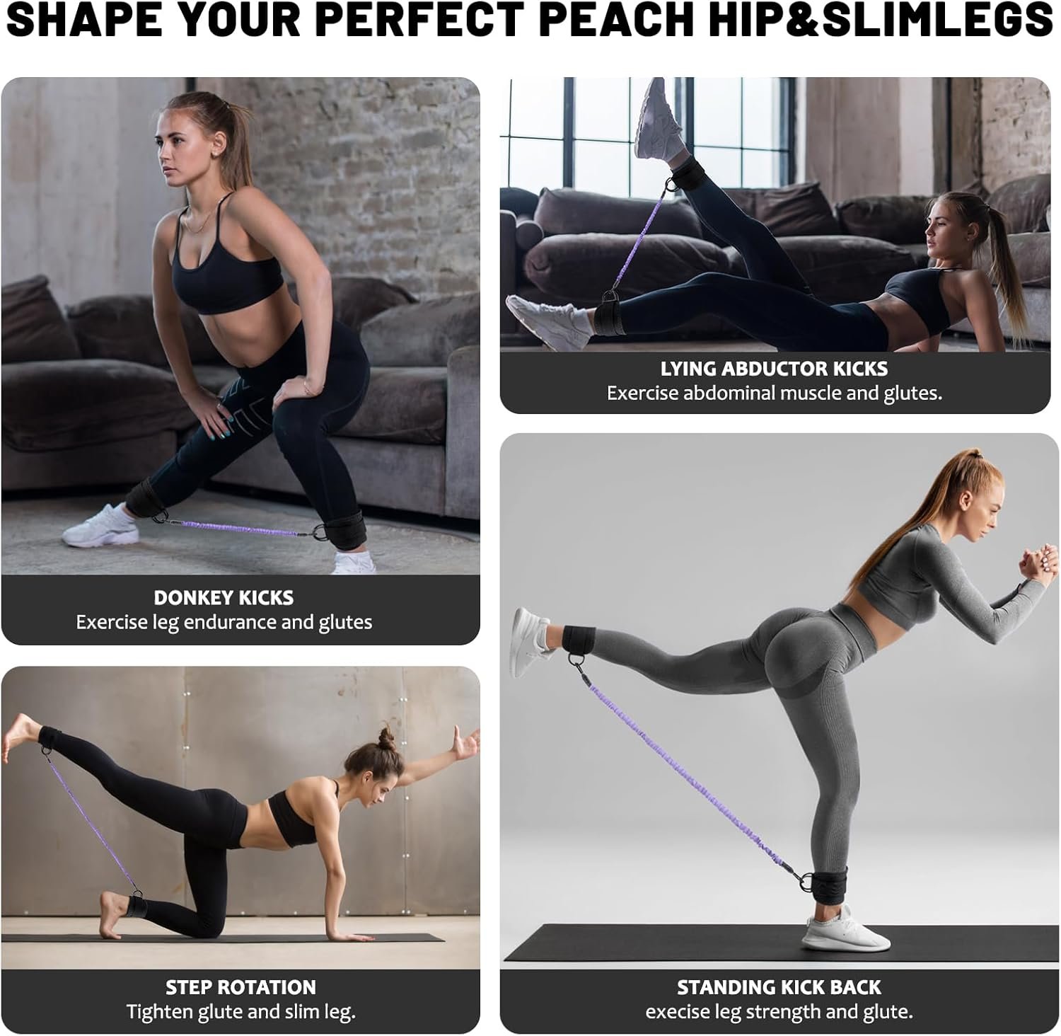 Ankle Resistance Bands with Cuffs, 3 Level Exercise Bands Workout Bands for Women, Resistance Bands for Leg Butt Training, Workout Equipment for Kickbacks Hip Gluteus Training Exercises - Image 6