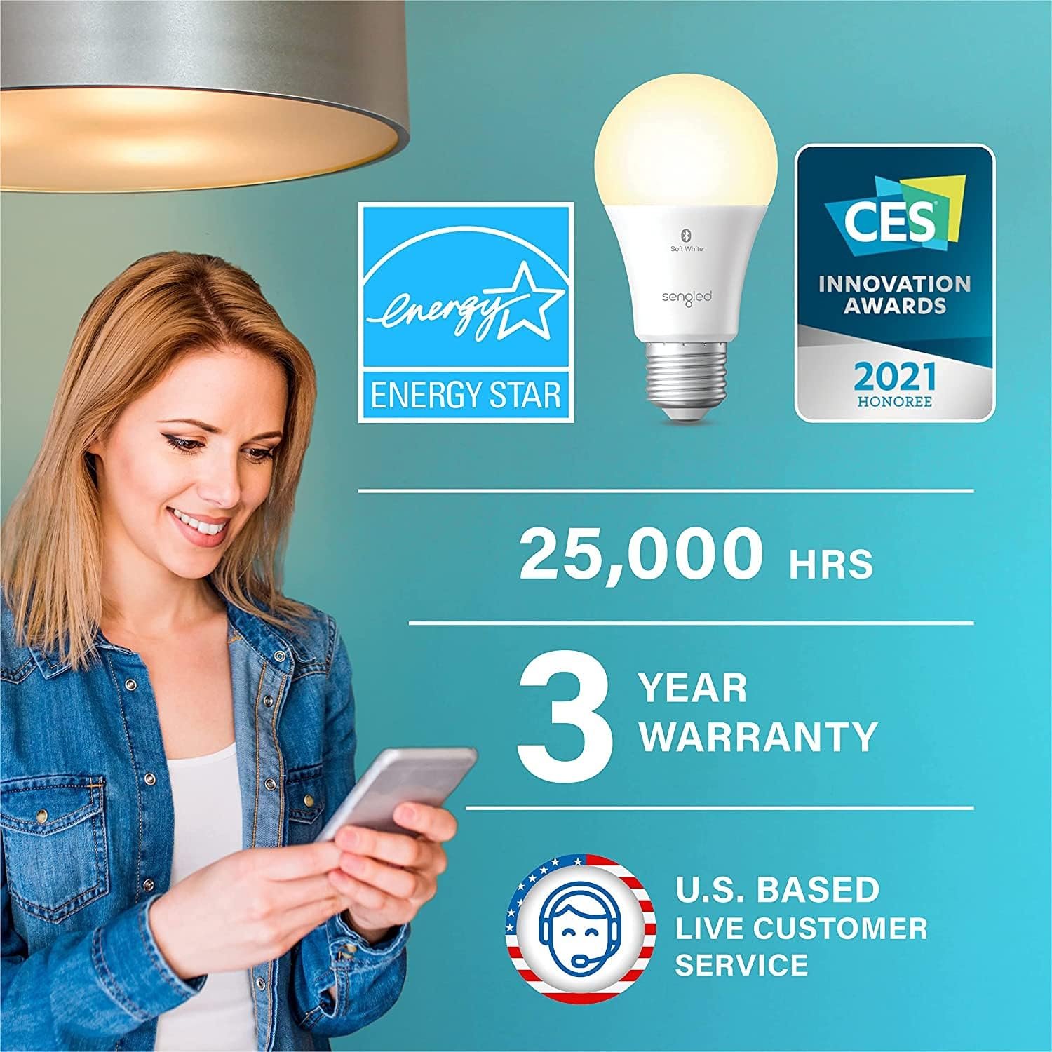 Sengled Smart Light Bulbs, Bluetooth Mesh, Bulbs That Work with Alexa Only, Dimmable LED E26 A19, 60W Equivalent Soft White 800LM, High CRI, Brightness, 6 Pack - Image 3
