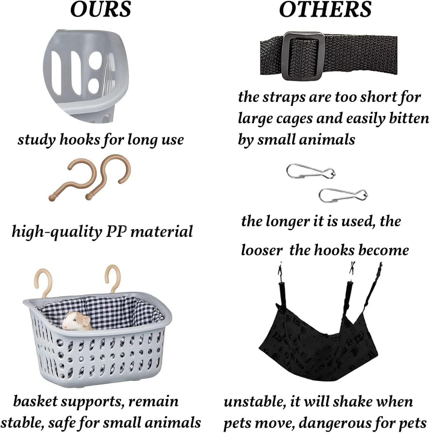 JWShang Rat Hammock for Cage Chew Proof, Rat Hanging Basket Bed with Sturdy Hooks, Pet Rat Cage Accessories for Mice Snuggling Sleeping, Safe and Cozy Small Animal Rodent Hammock for Rat Sugar Glider - Image 5