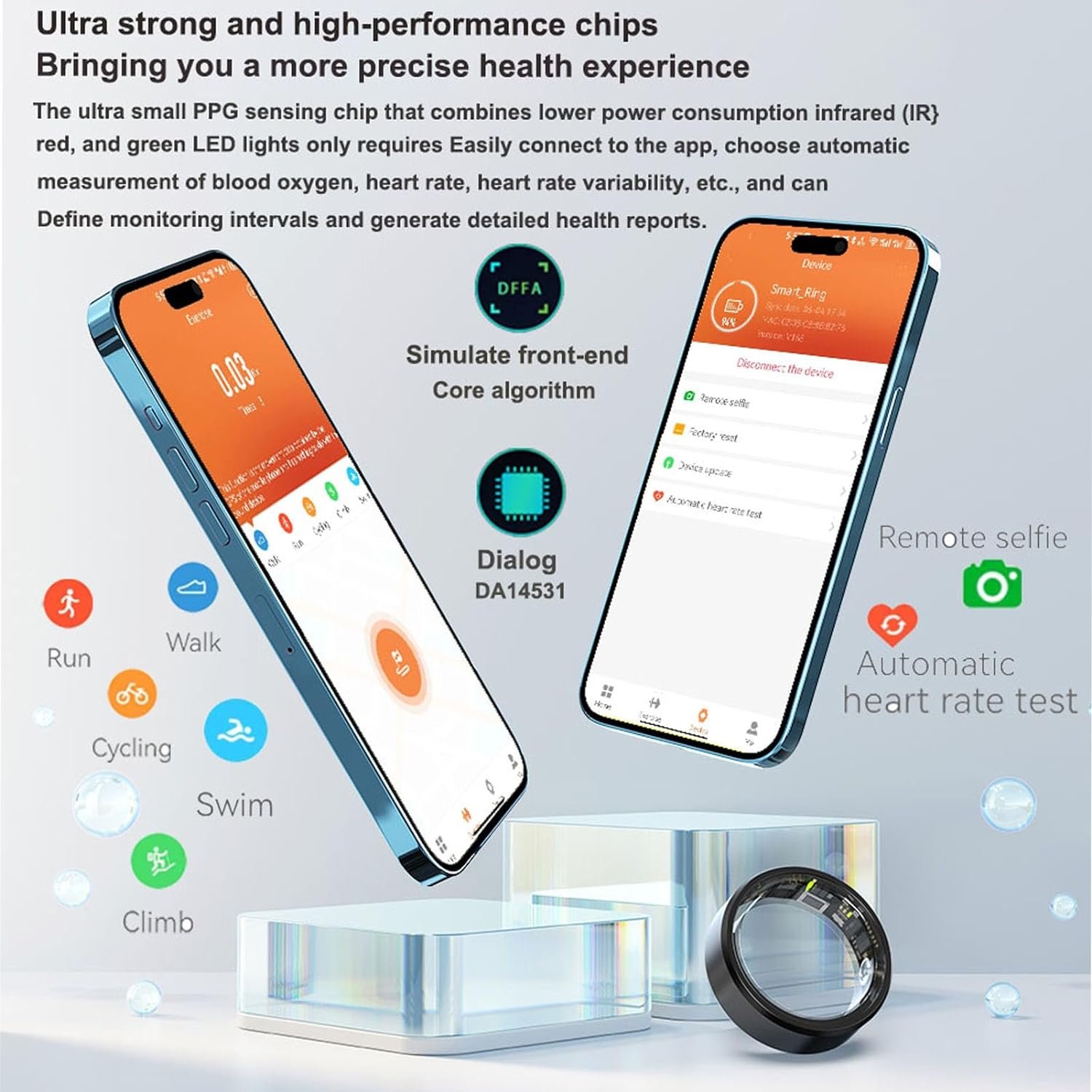 Smart Ring Fitness Tracker for Men Women, Health Sleep Heart Rate Blood Oxygen Tracker Smart Ring with Wireless Charger Box, IP67 Waterproof Bluetooth Tracker Rings, Free APP (Black)… - Image 8