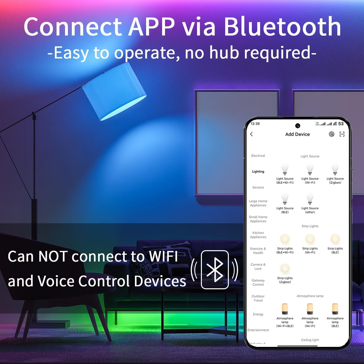 Bluetooth Tuya Smart Life App Light Bulb, A19 E26 LED Bulbs Dimmable and CCT + Full RGB Color Changing Lighting Bulbs 800LM 60W Equivalent 1 Pack(Don't Support WiFi/Alexa) - Image 5