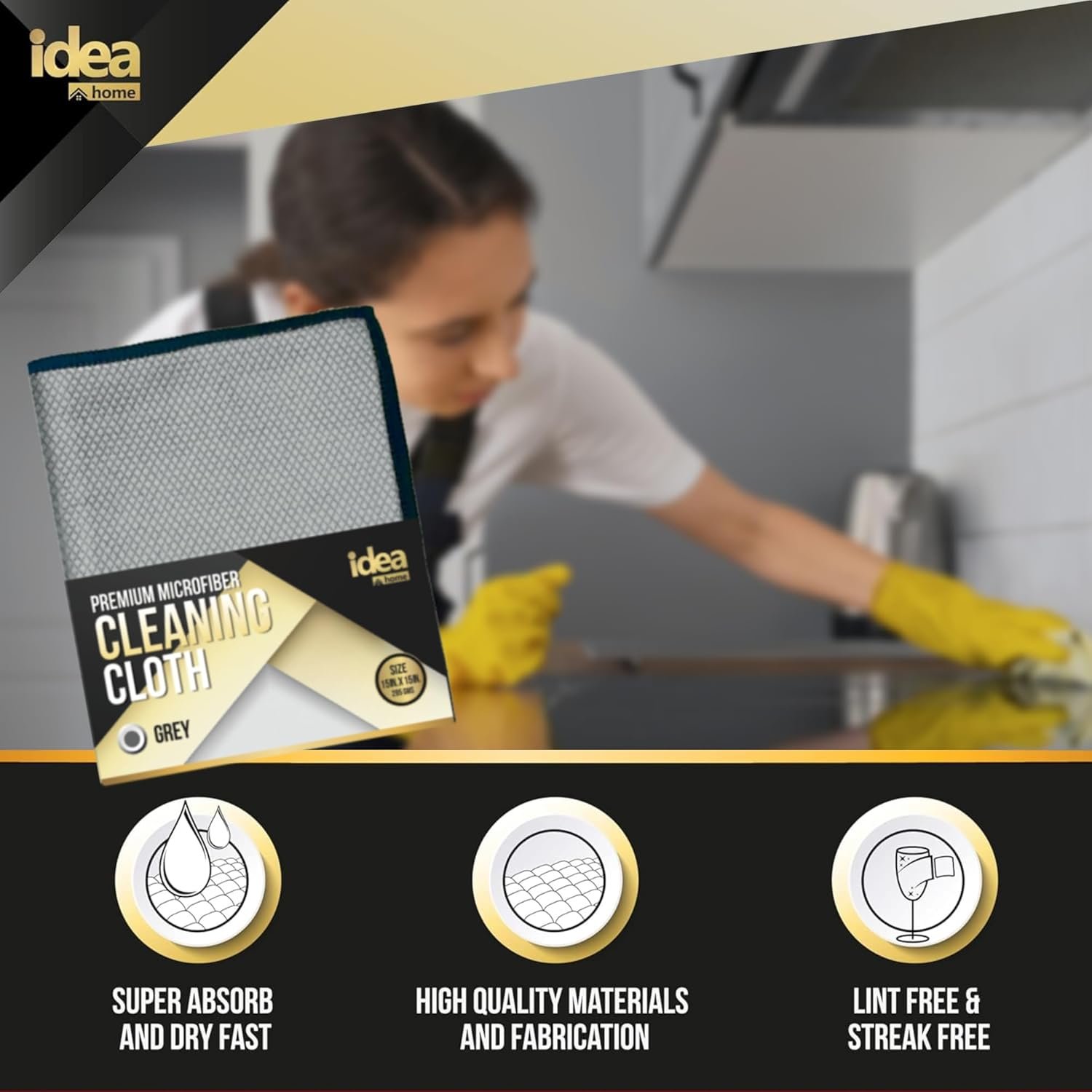 Idea Home Sprayway Glass and Window Cleaner with Spray Foam (2 Pack) Bundle Premium Microfiber Cleaning Cloth Streak and Lint Free 15x15 in - Image 5