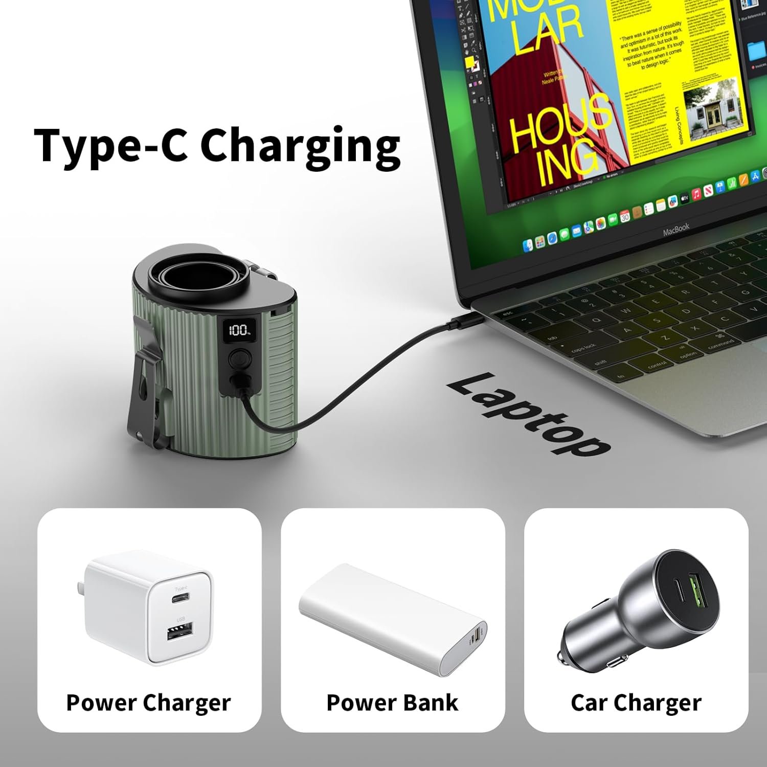 Socool 4000mAh Portable Waist Fan Clip on Wearable Belt Personal Fan Rechargeable Battery operated With 5 Speeds & Flashlight Neck Fan Hands-Free 20H Cooling For Outdoor Camping Travel - Image 6