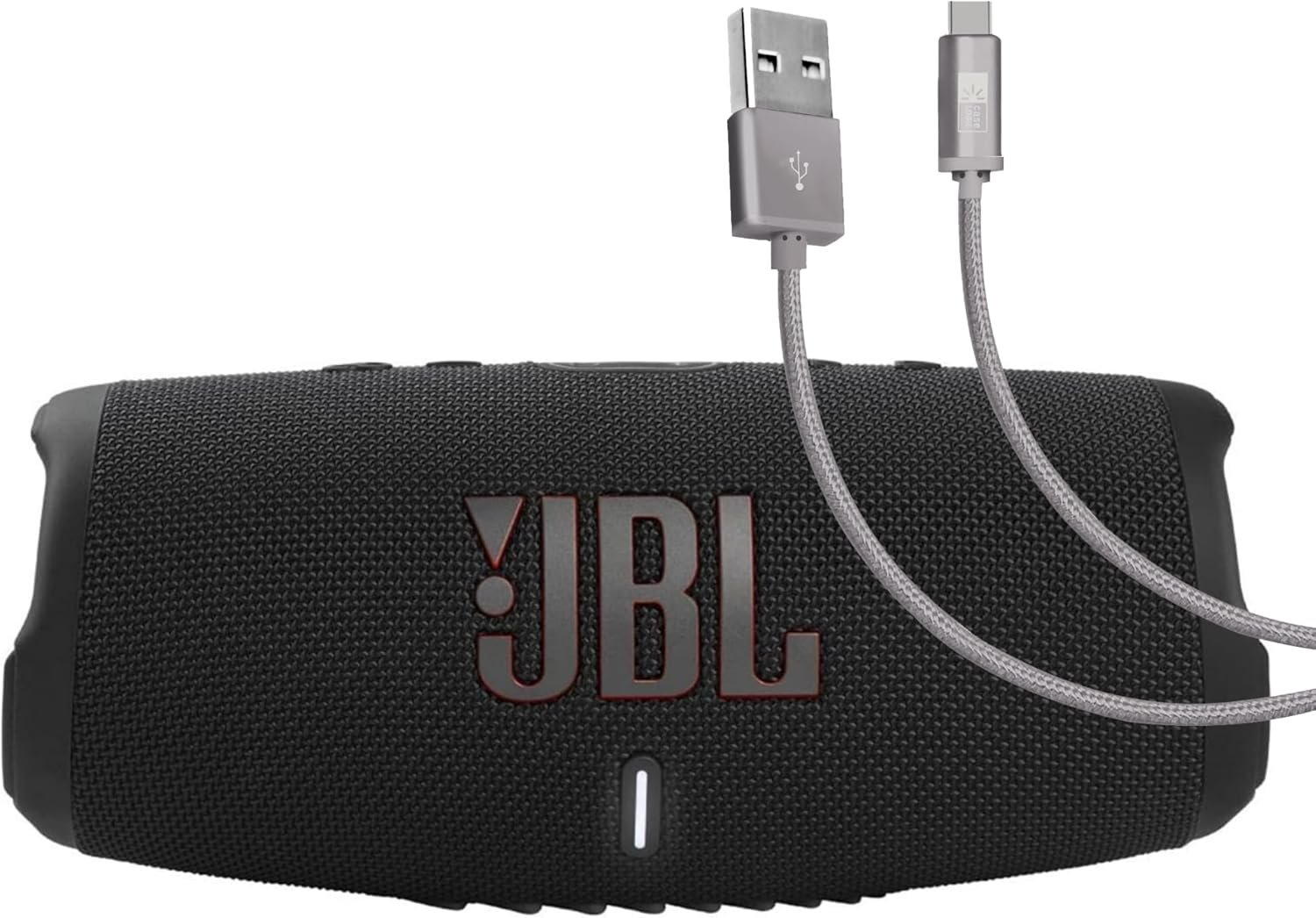 JBL Charge 5 (Black) + Bundle with Case Logic Braided USB Type-C Charge & Sync (6 ft, Gray) - Image 2